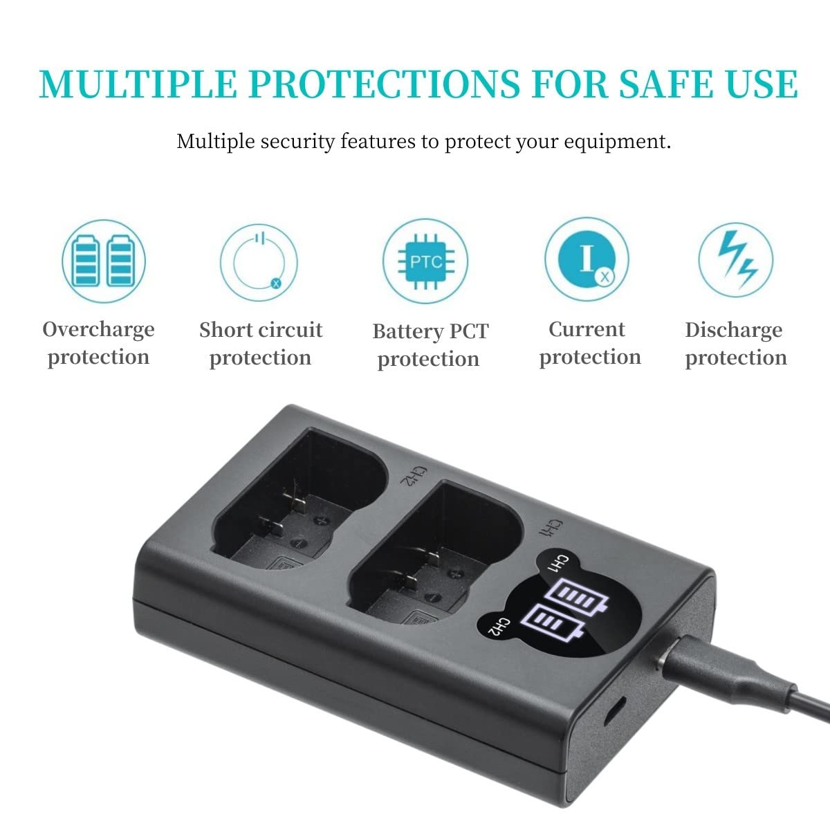 Tengdaxing En El15/El15A/El15B/El15C Battery Charger, Dual Battery Charger For Nikon Z6, Z6 Ii, Z7, Z7 Ii, D500, 600, D610, D750