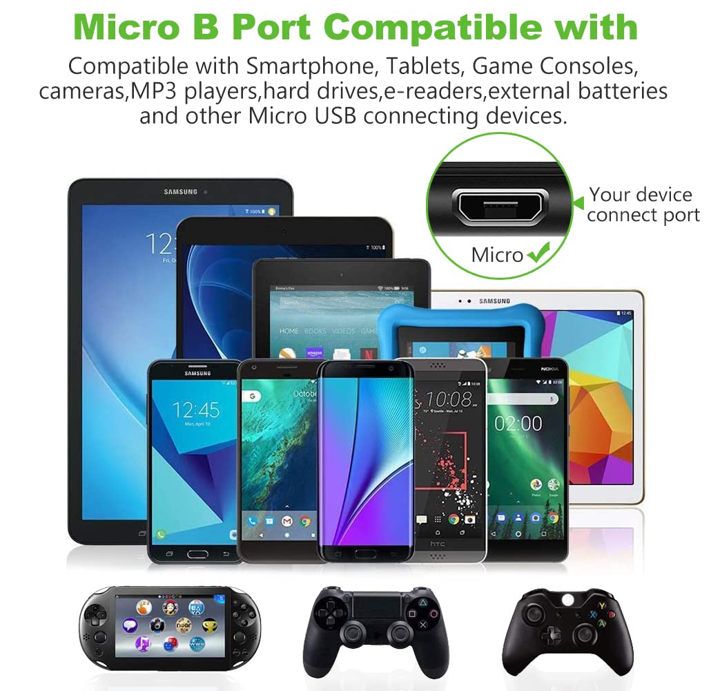 Micro Usb Cable, 3Pack 10Ft Android Charger Cable Long Nylon Braided Sync And Fast Charging Cord Compatible With Samsung Galaxy