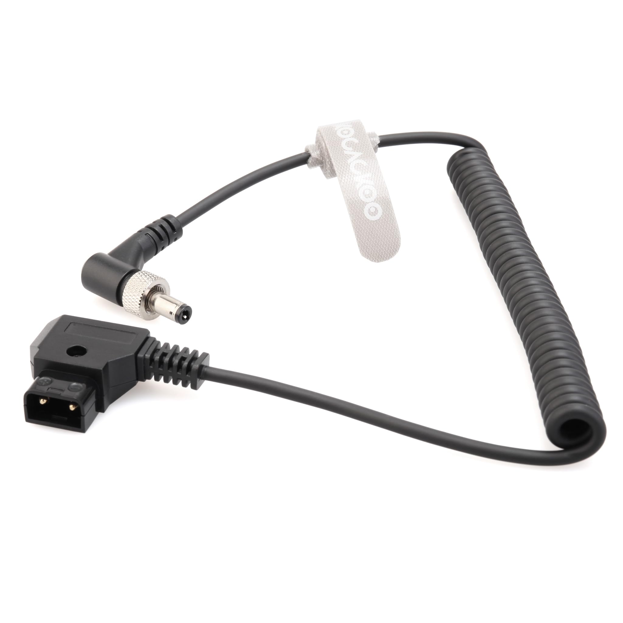 Kocackoo D Tap(P Tap) To Dc 5.5 * 2.5Mm Locking Right Angle Male Coiled Power Cable For Double Sided Np F Dummy Battery And Vide