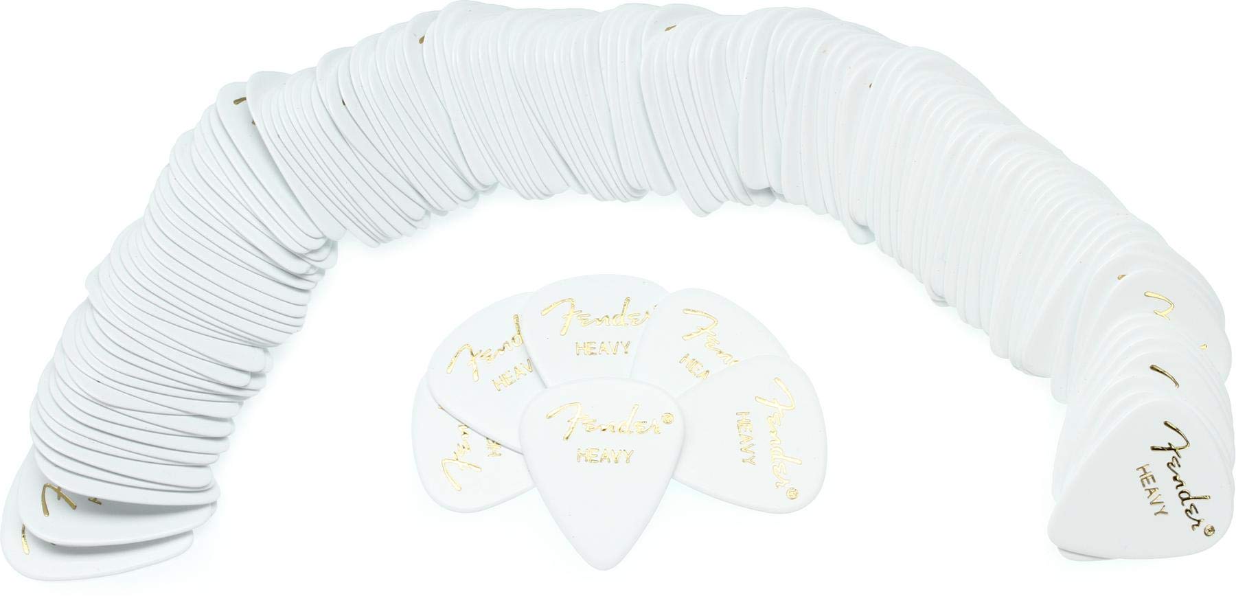 Fender Classic Celluloid Guitar Picks 351 Shape, White, Heavy, 144 Pack