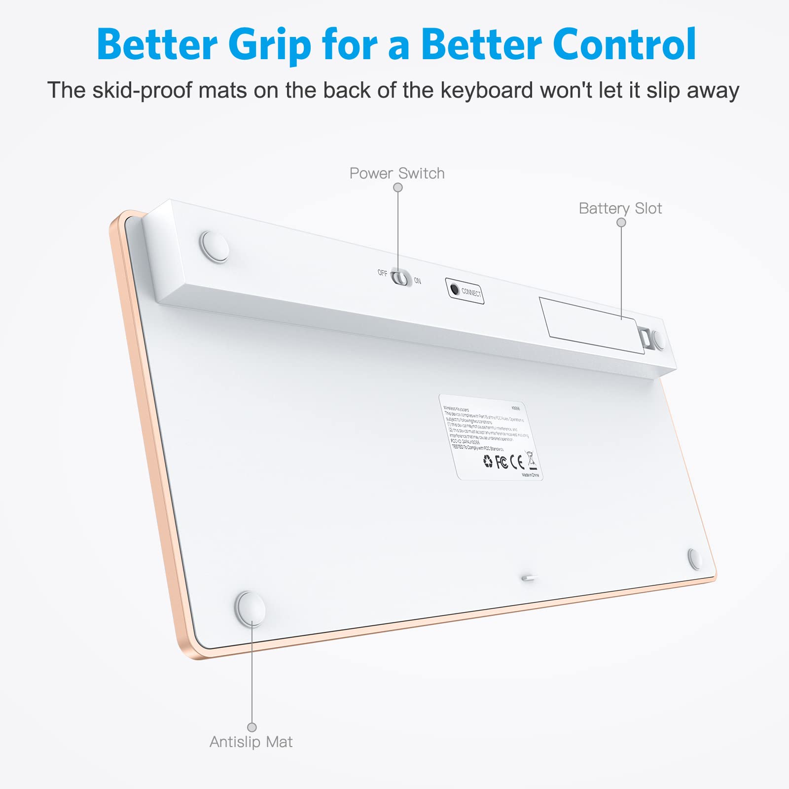 Omoton Bluetooth Keyboard For Mac, Compact Wireless Keyboard Compatible With Macbook Pro/Air, Imac, Imac Pro, Mac Mini, Mac Pro Laptop And Pc, Gold