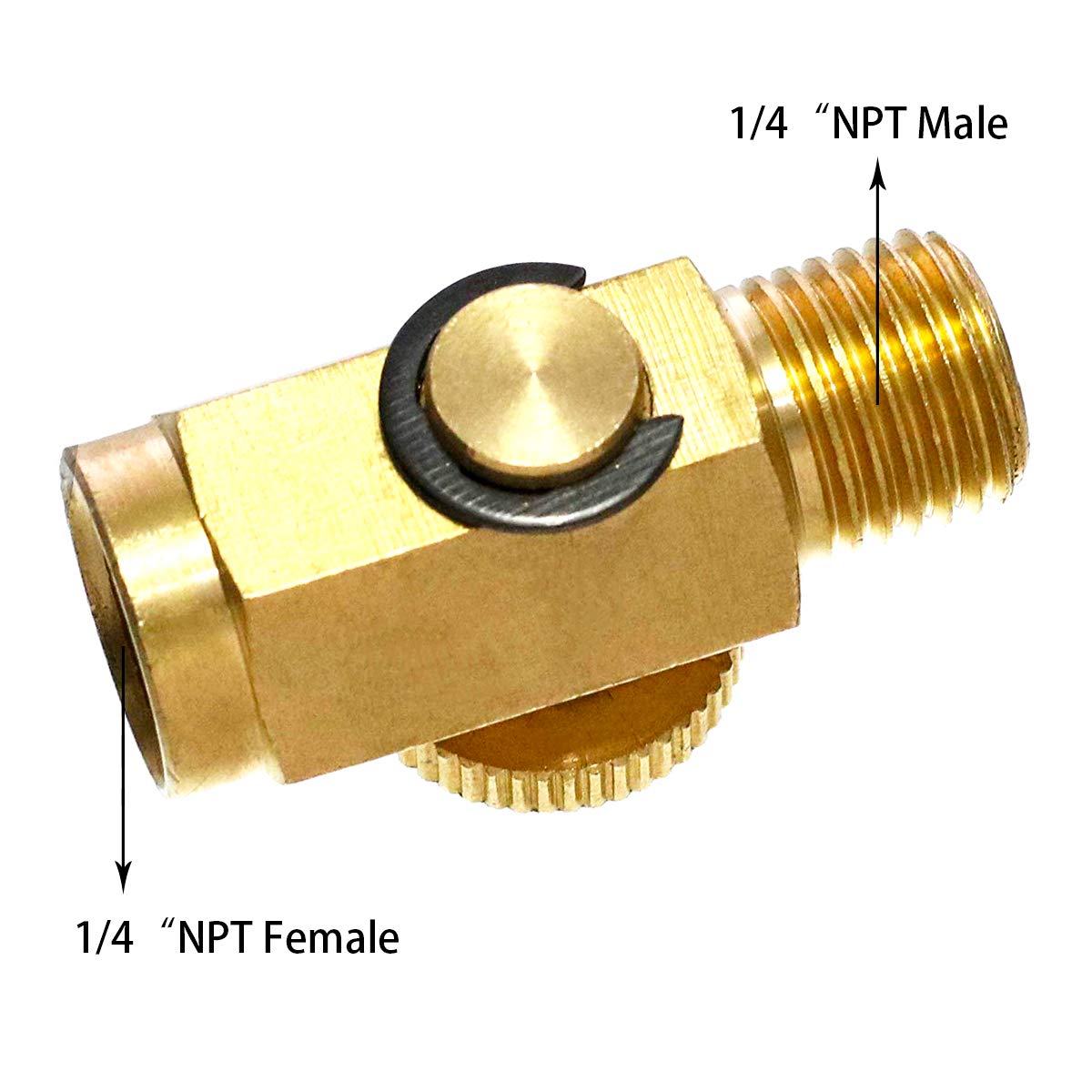 Quickun Pneumatic Brass In Line Air Flow Regulator Valve, 1/4'' Npt Male & Female, Air Pressure Compressor Tool