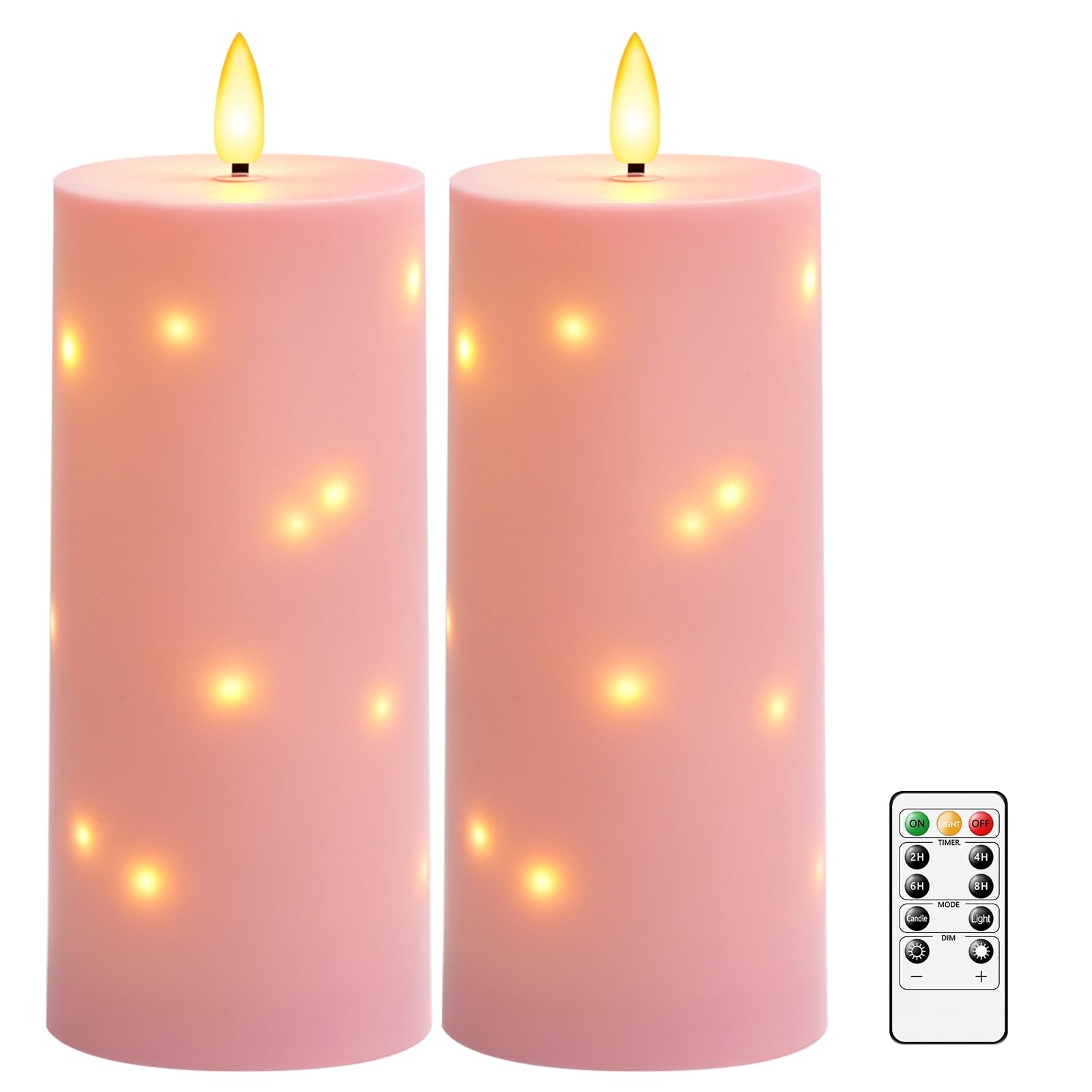 kakoya 10  x 4  Large Outdoor Waterproof Flickering Flameless Candles with Timer,2Pcs Battery Operated LED Pillar Candles with E