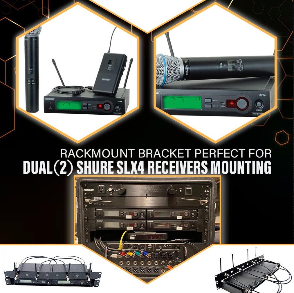 1U Rack Mount Bracket Kit Fit For Shure Slx4 Slxs Wireless Mic Dual Receivers Combining Together, Extra Strong
