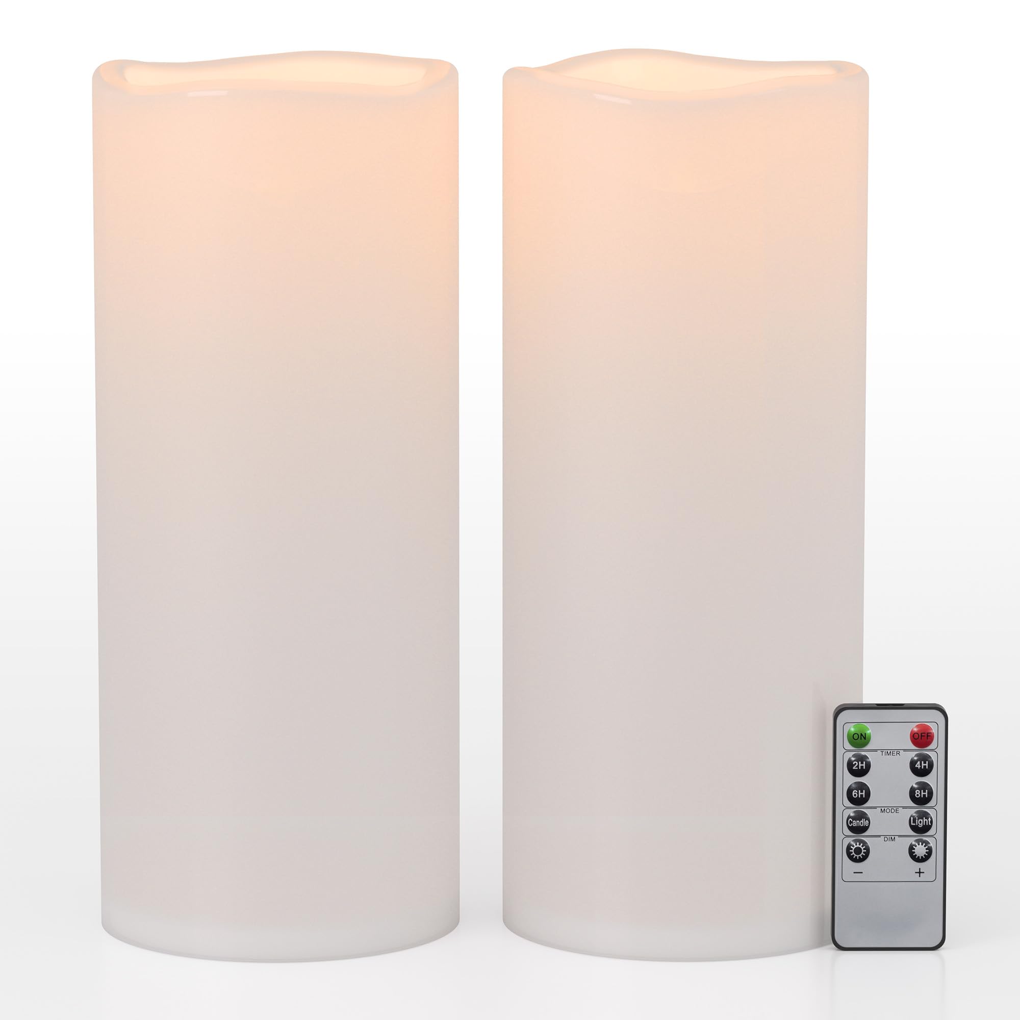 Yongmao 12'' X 5'' White Large Waterproof Outdoor Flameless Candles Battery Operated Led Flickering Pillar Candles With Remote A