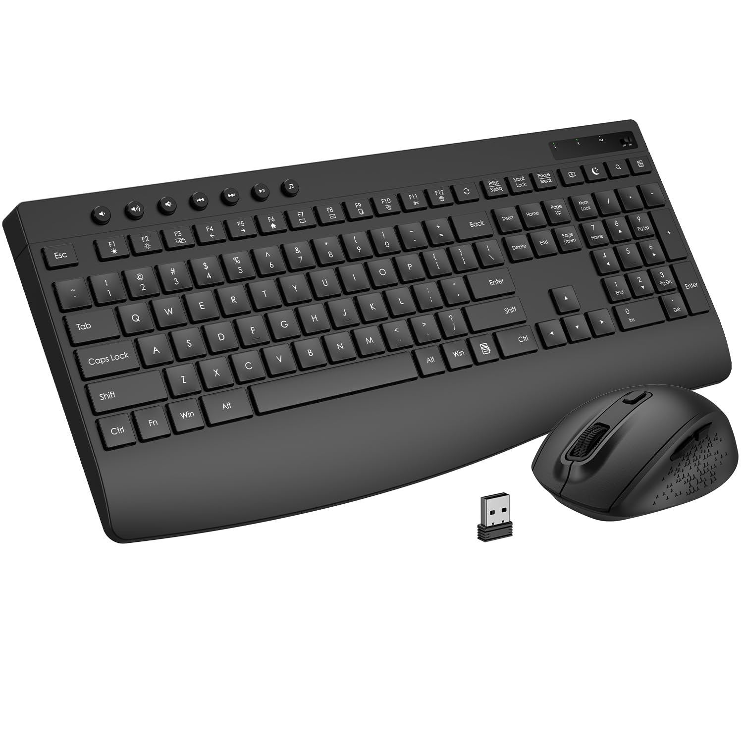 EDJO FullSize Silent Wireless Keyboard and Mouse Combo with Palm Rest