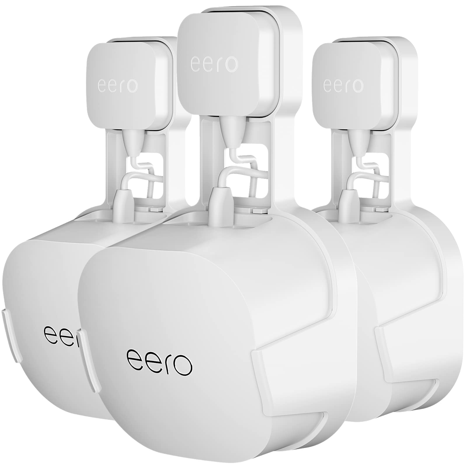 Coolwufan Outlet Wall Mount Holder For Eero 6 Or Eero 6+ Mesh Wi Fi System [Not Fit For Eero Mesh], No Messy Wires, Easy To Install Mount Holder For Eero 6 & Eero 6+ Mesh Wi Fi System (3 Pack)