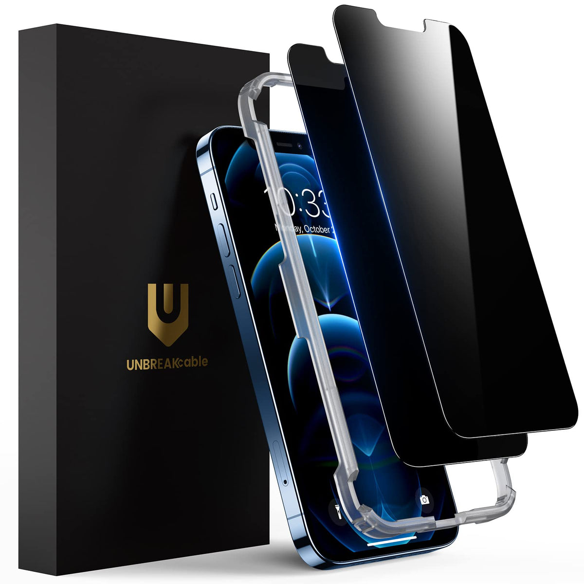 Unbreakcable Privacy Screen Protector For Iphone 12 Pro Max, Shatterproof Tempered Glass [True 28Anti Spy] [9H Hardness] [Easy I