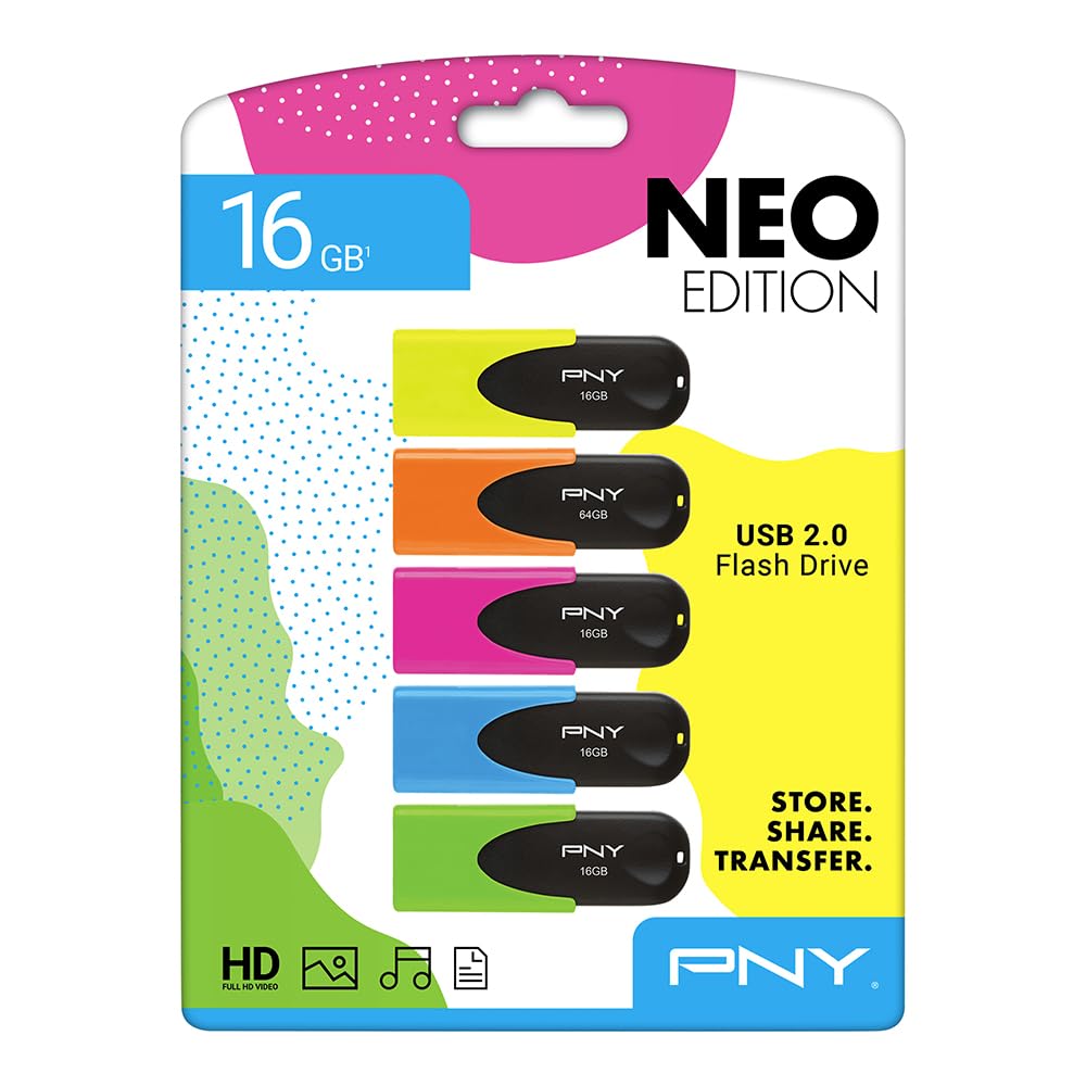 Pny 16Gb Attach   4 Usb 2.0 Flash Drive 5-Pack