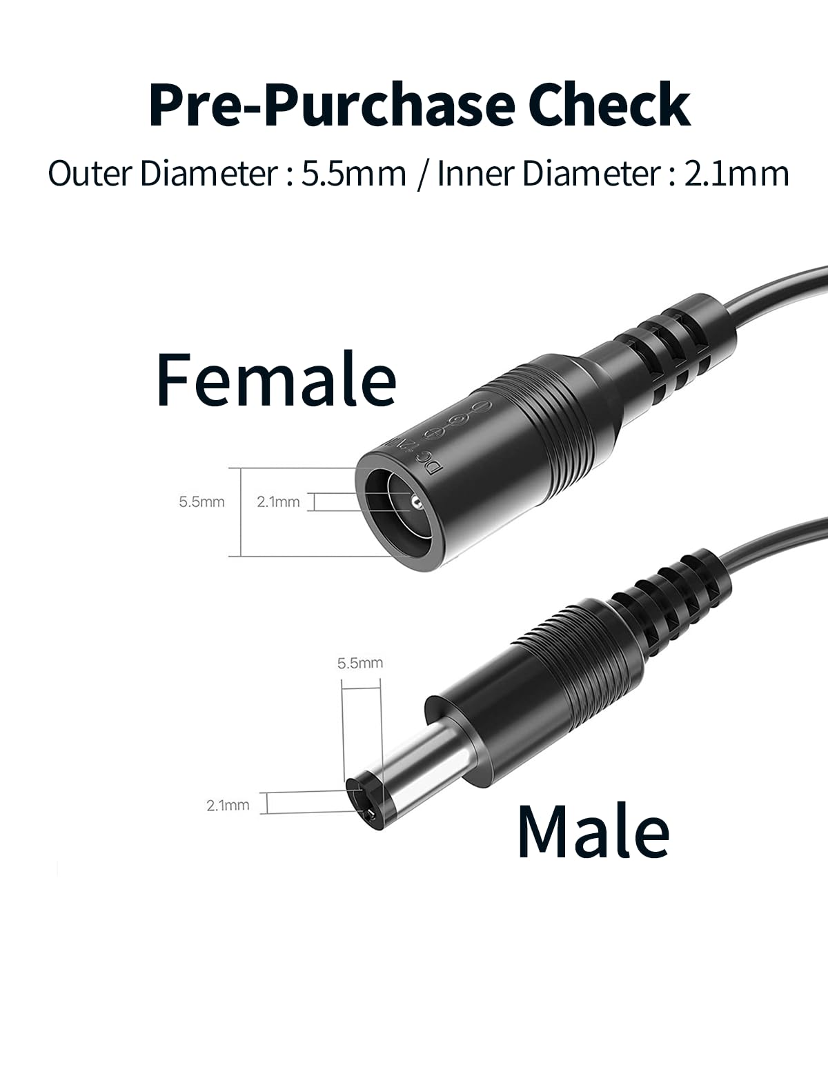 Tonton Power Extension Cable 33Ft 10M 2.1Mm X 5.5Mm Compatible With 12V Dc Adapter Cord For Cctv Security Camera Ip Camera Stand