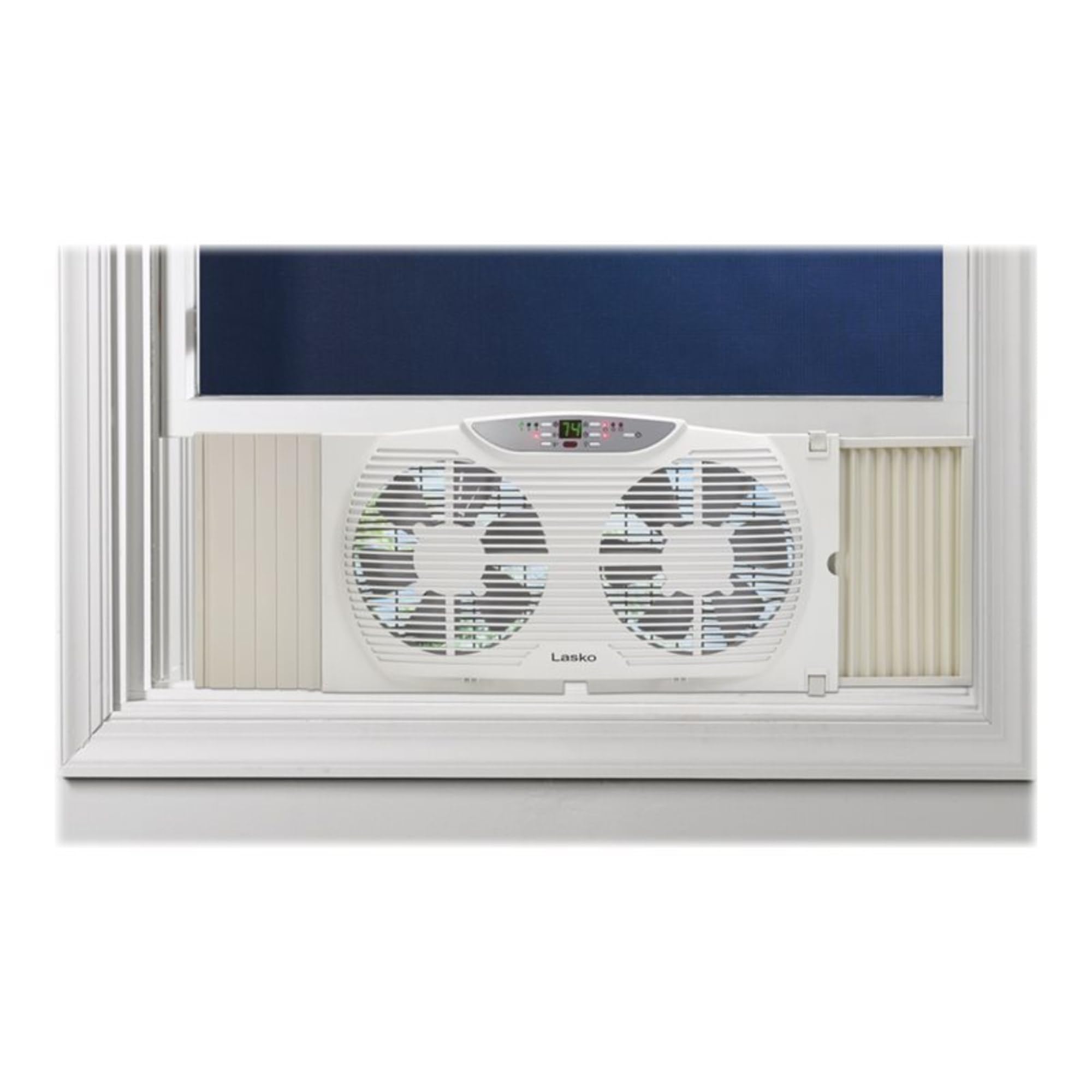 Lasko Electrically Reversible Twin Window Fan With Remote Control, 9 Inch, White