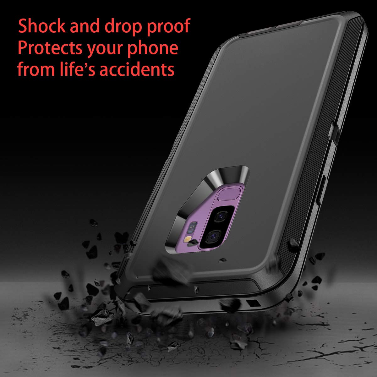 I-HONVA Samsung Galaxy S9 Plus Shockproof Dust/Drop Proof 3-Layer Full Body Protection Phone Case Polycarbonate Black