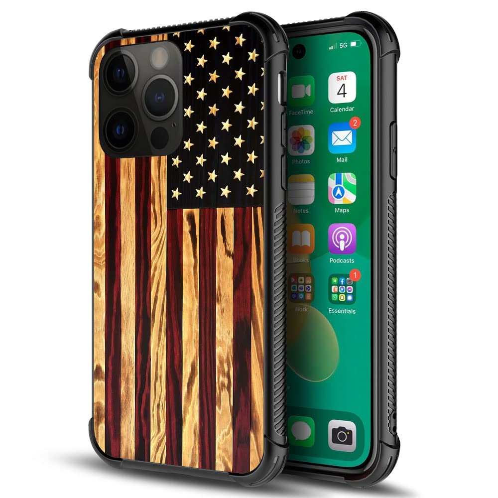 Daizag Compatible With Case For Iphone 14 Pro Max, Rustic American Flag Iphone 14 Pro Max Cases For Man Woman, All Round Protect