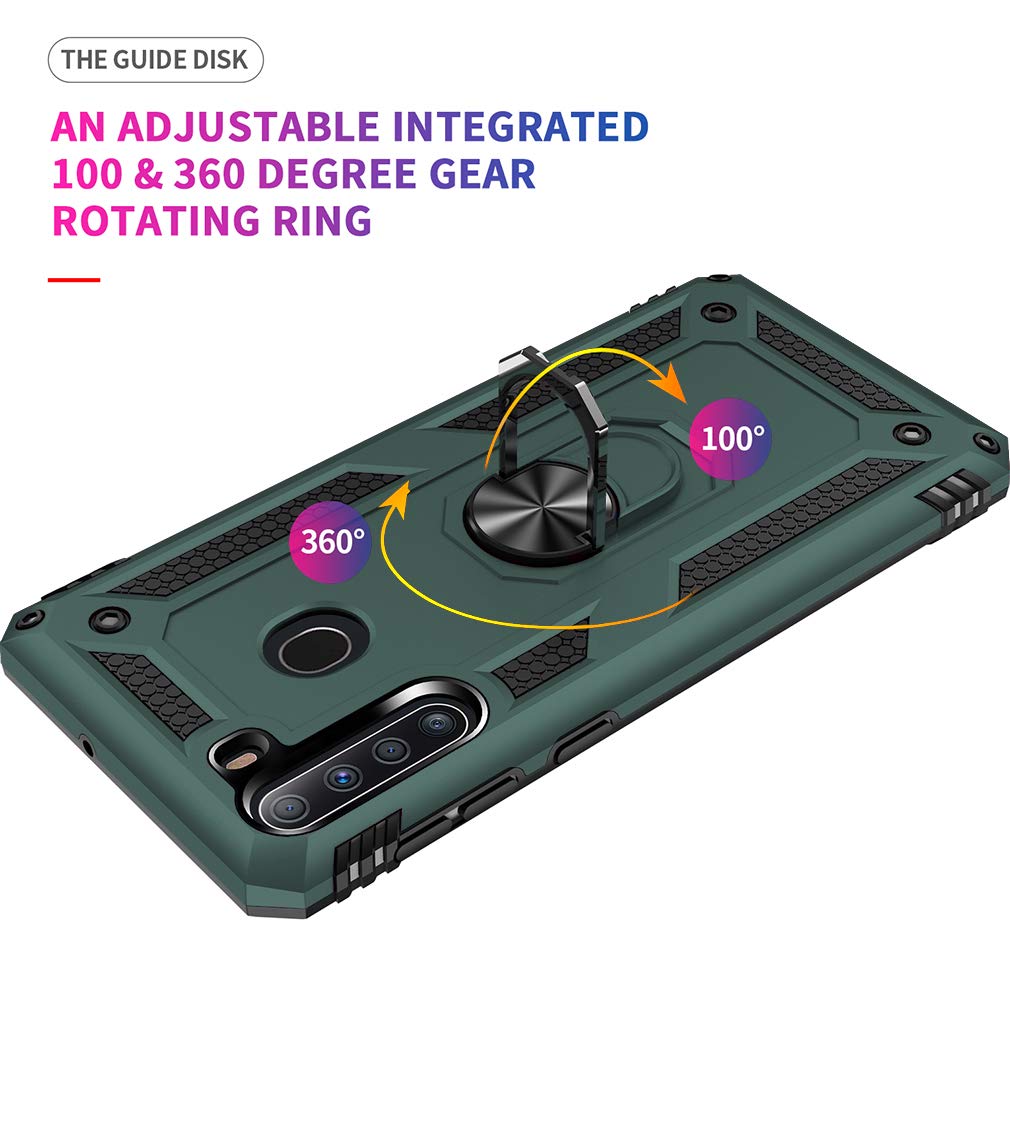 Yzok For Galaxy A21 Case, Samsung A21 Case, With Hd Screen Protector,[Military Grade] Ring Car Mount Kickstand Hybrid Hard Pc So