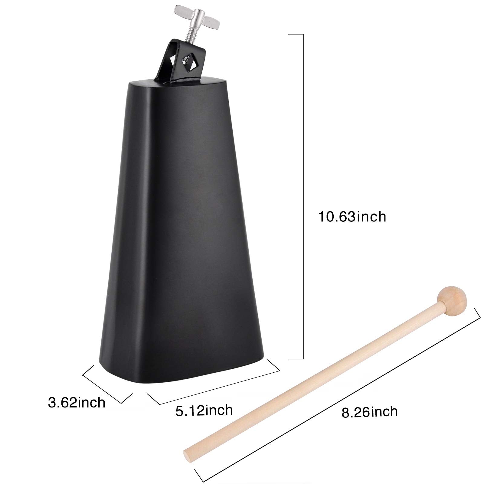 Eastrock 9 Inch Metal Steel Cow Bells Noise Makers Hand Percussion Cowbell With Stick For Drum Set