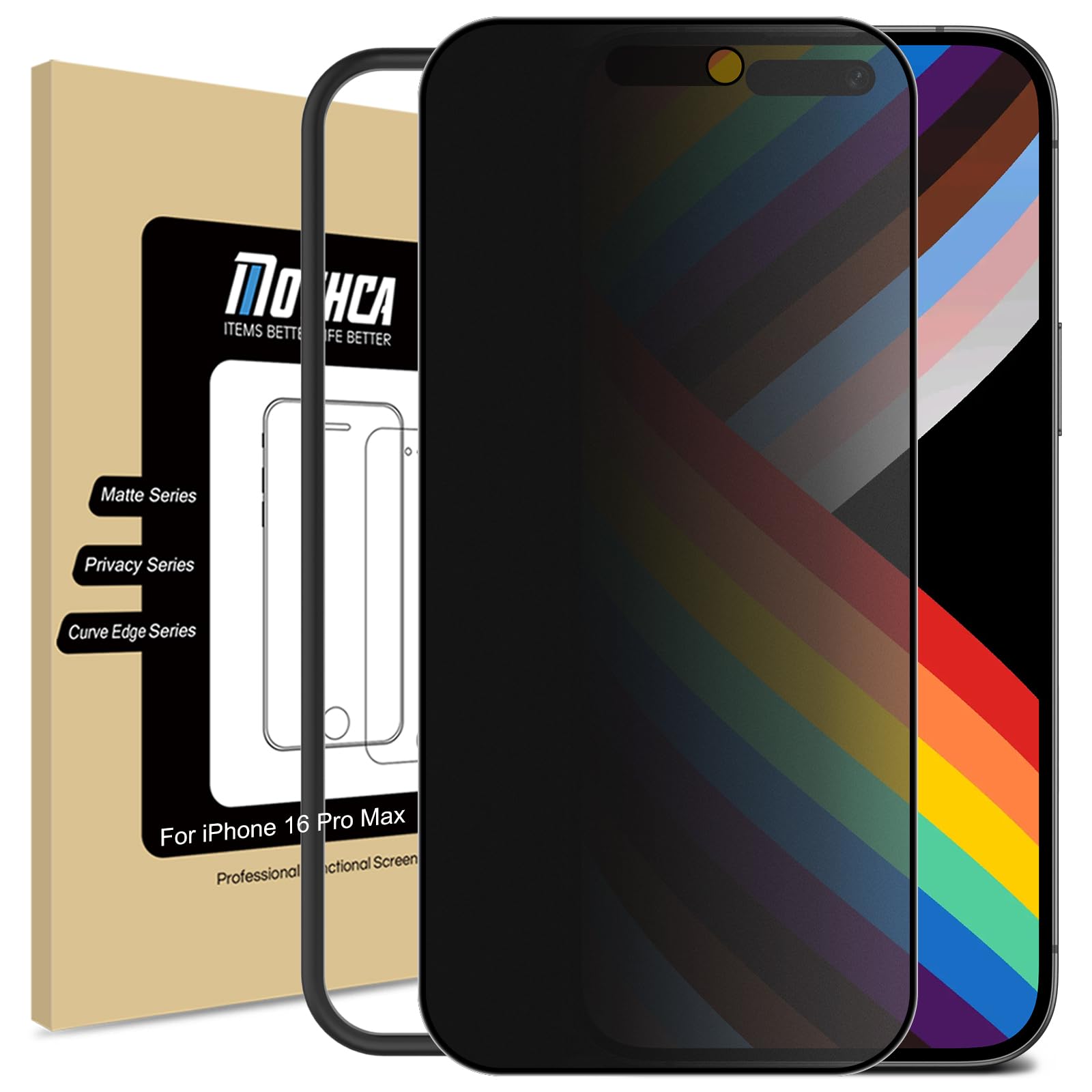 Mothca Matte Privacy Screen Protector For Iphone 16 Pro Max[6.9 Inch] With Easy Installation Tool, Anti Spy Anti Glare Full Cove