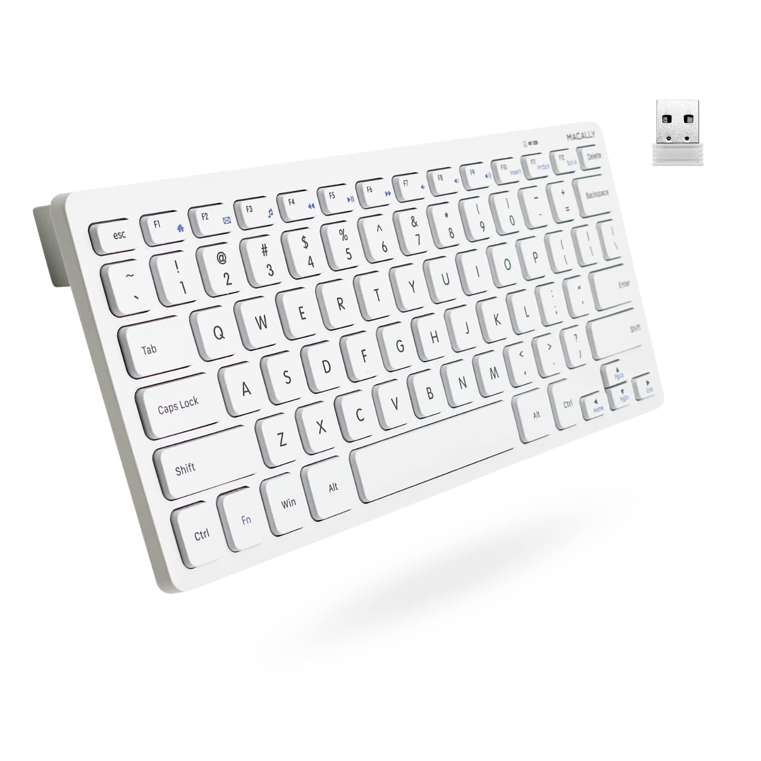 Macally Small Wireless Keyboard | Compact Keyboard | Mini Keyboard (Slim and Quiet) Perfect Portable Keyboard for Laptop, Deskto