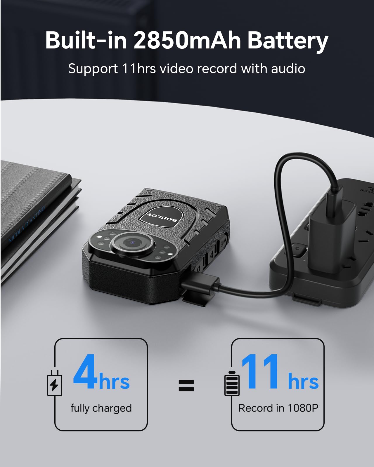 Boblov Kj21 Body Camera, 1296P Body Wearable Camera Support Memory Expand Max 256G, 8 10Hours Recording Police Body Camera Light