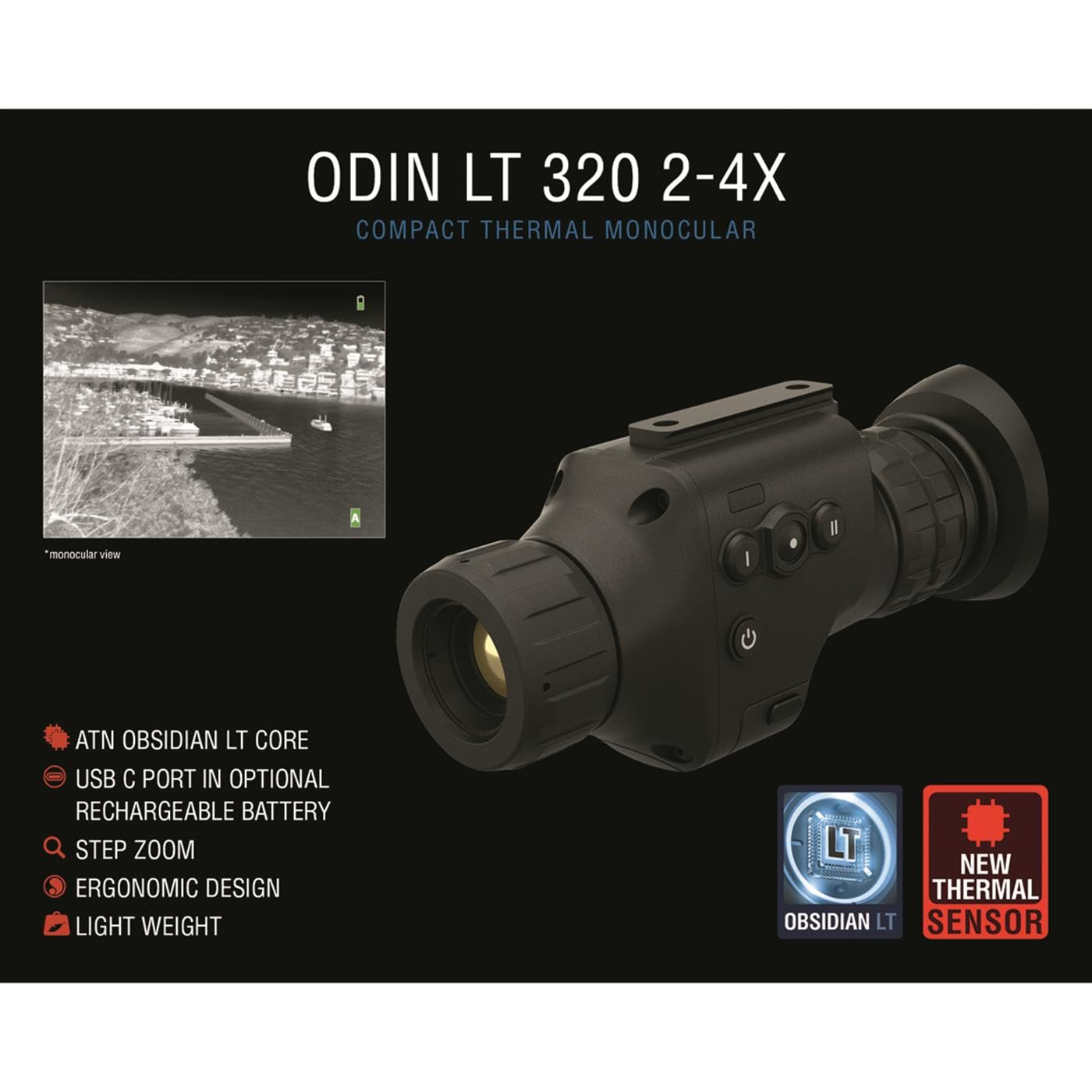 Atn Odin Lt Tiny Wearable Thermal Monocular 3 6X