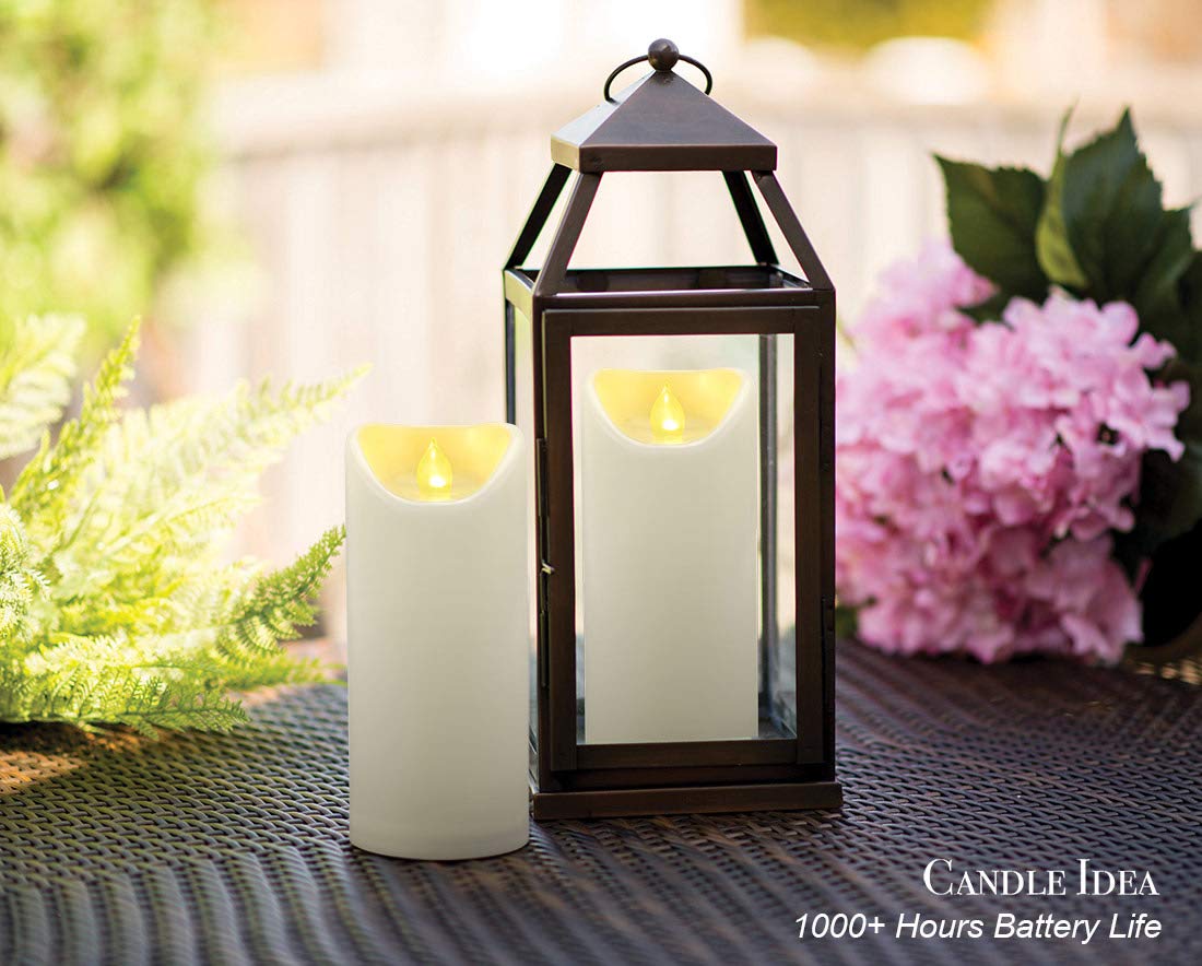 2 Pcs 3''X7'' Waterproof Outdoor Battery Operated Flameless Led Pillar Candles With Timer Flickering Plastic Resin Electric Deco