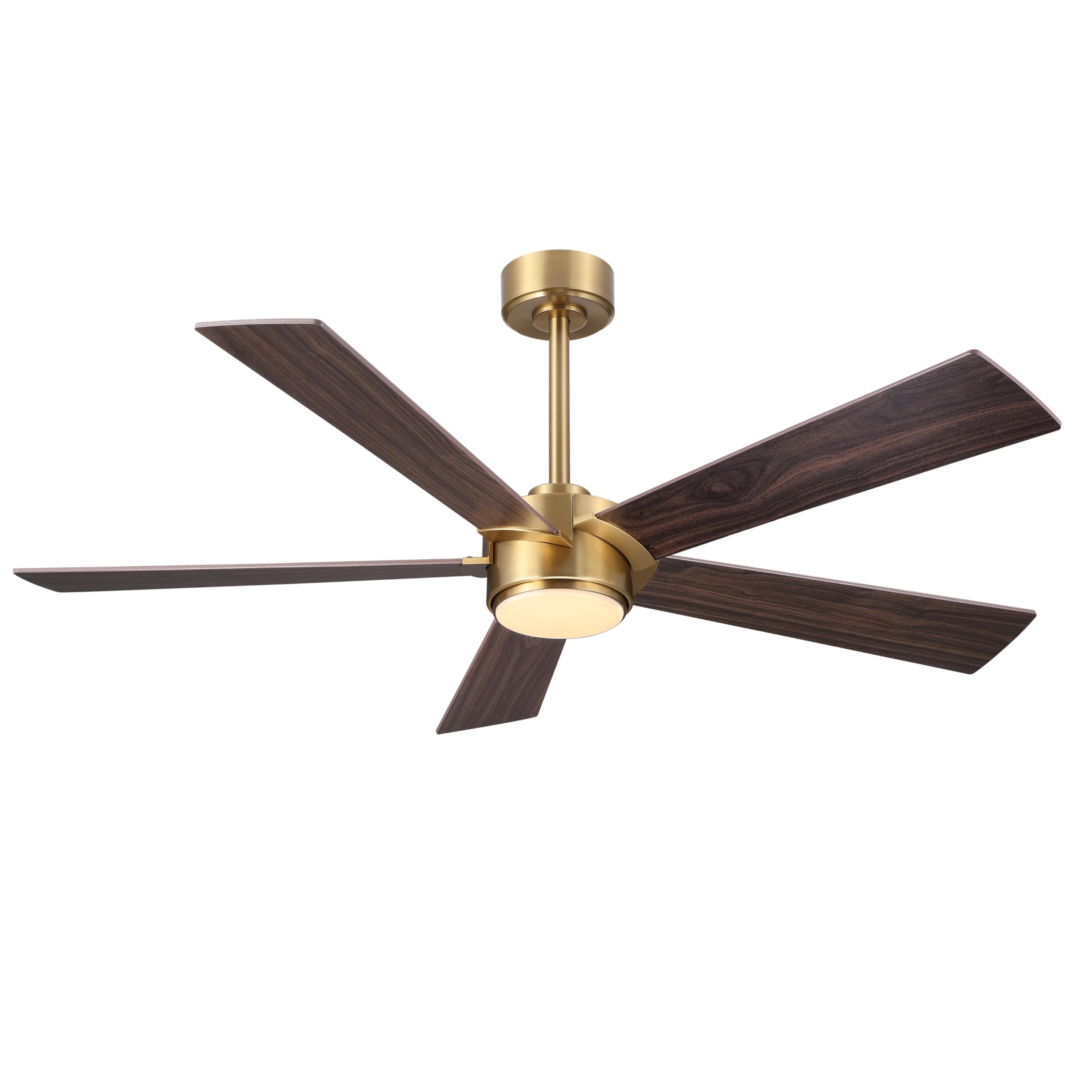 Elehinser 54'' Ceiling Fan With Light And Remote Control, Modern Dimmable Led Light, 6 Speed Noiseless Reversible Dc Motor, 5 Pl