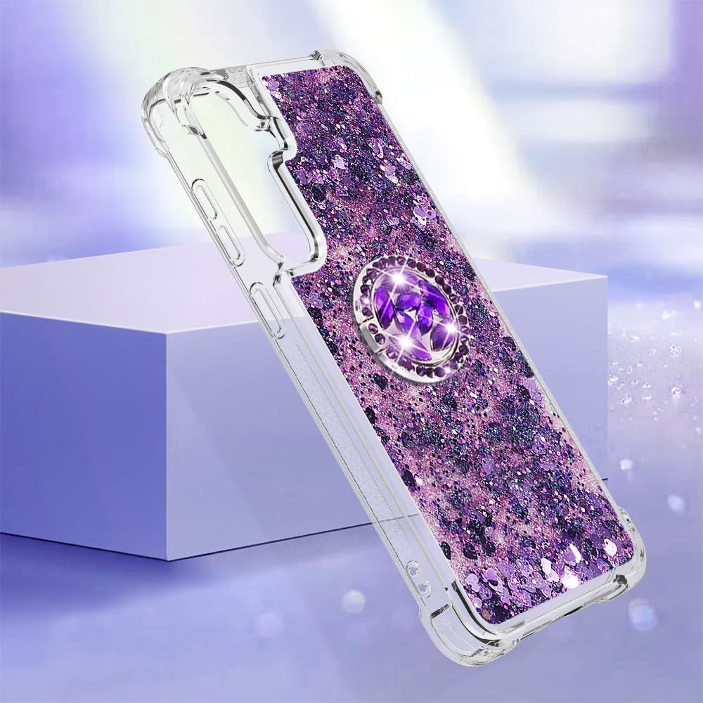 Ccsmall For Samsung Galaxy S24 Fe 5G Case Clear Glitter Bling For Women Girl, Flowing Liquid Quicksand Sparkly Cover With Diamon