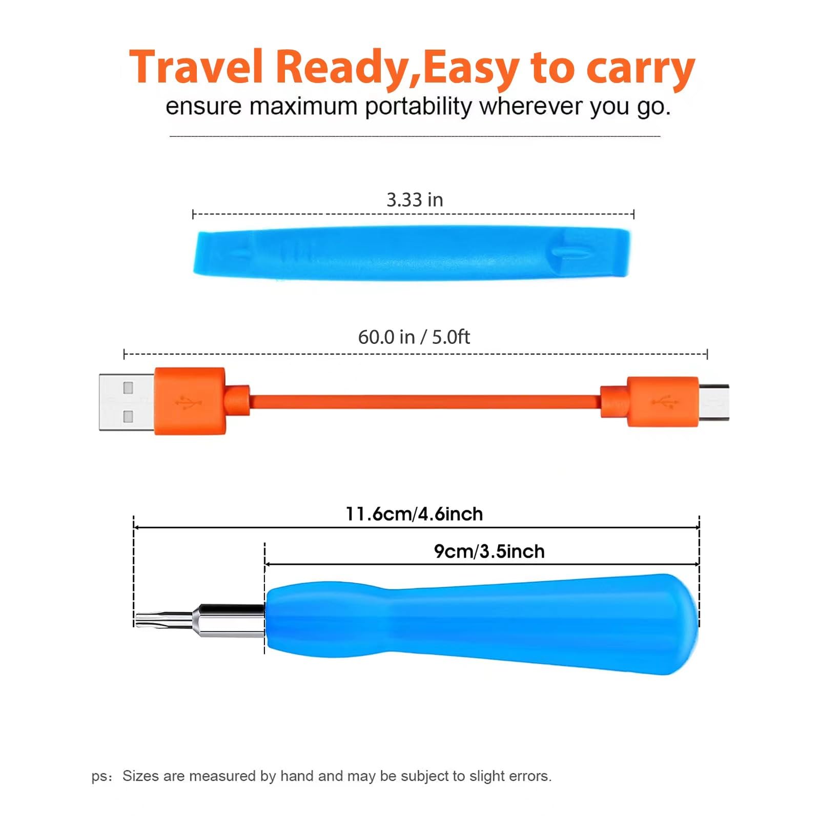 Cyjjzq Replacement Ring Doorbell Blue Screwdriver T6 T15 & Orange Charger Charging Cable Cord Kit Fit Video Doorbell, Video Door