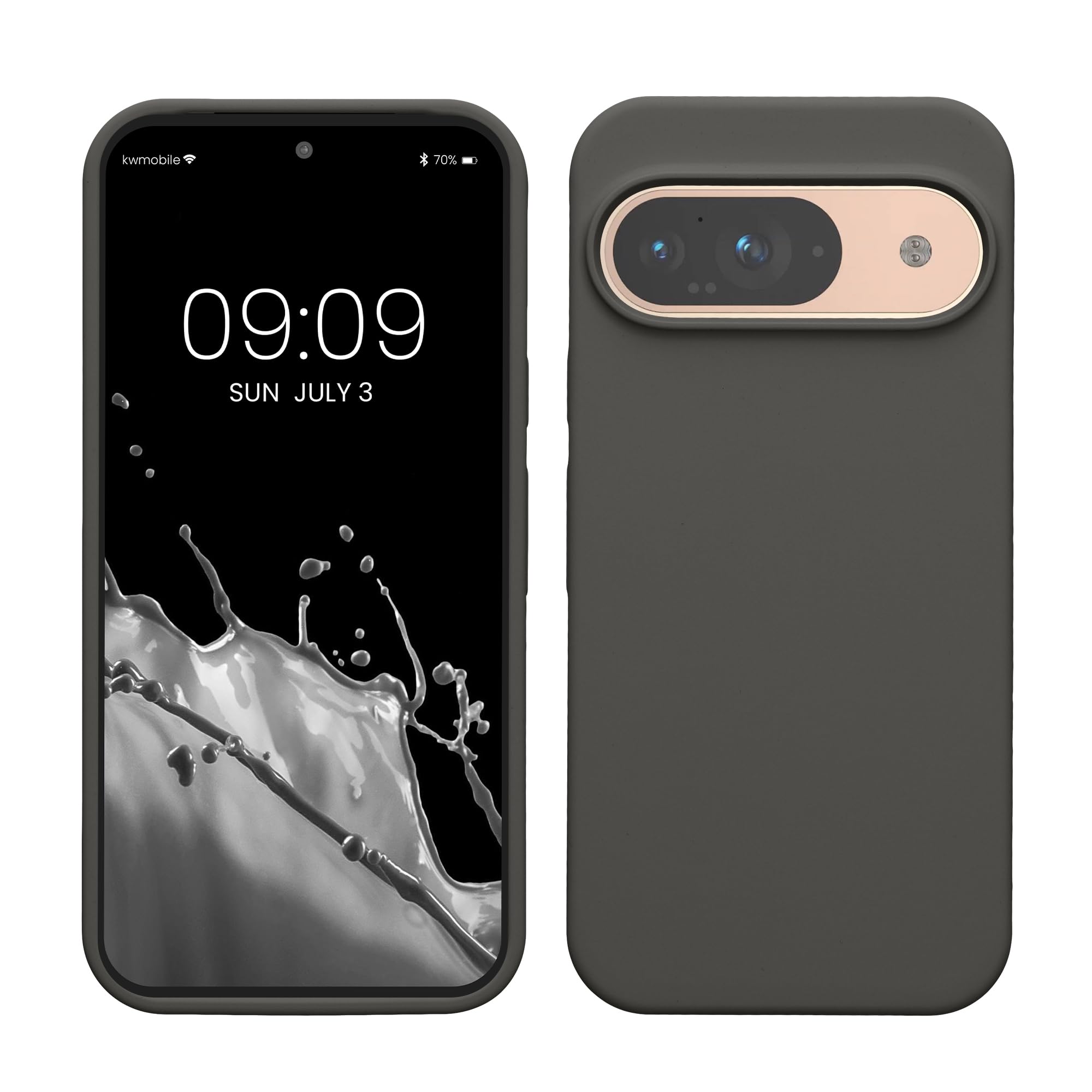 kwmobile Case Compatible with Google Pixel 9 / Pixel 9 Pro Case - TPU Silicone Phone Cover with Soft Finish - Stone Dust