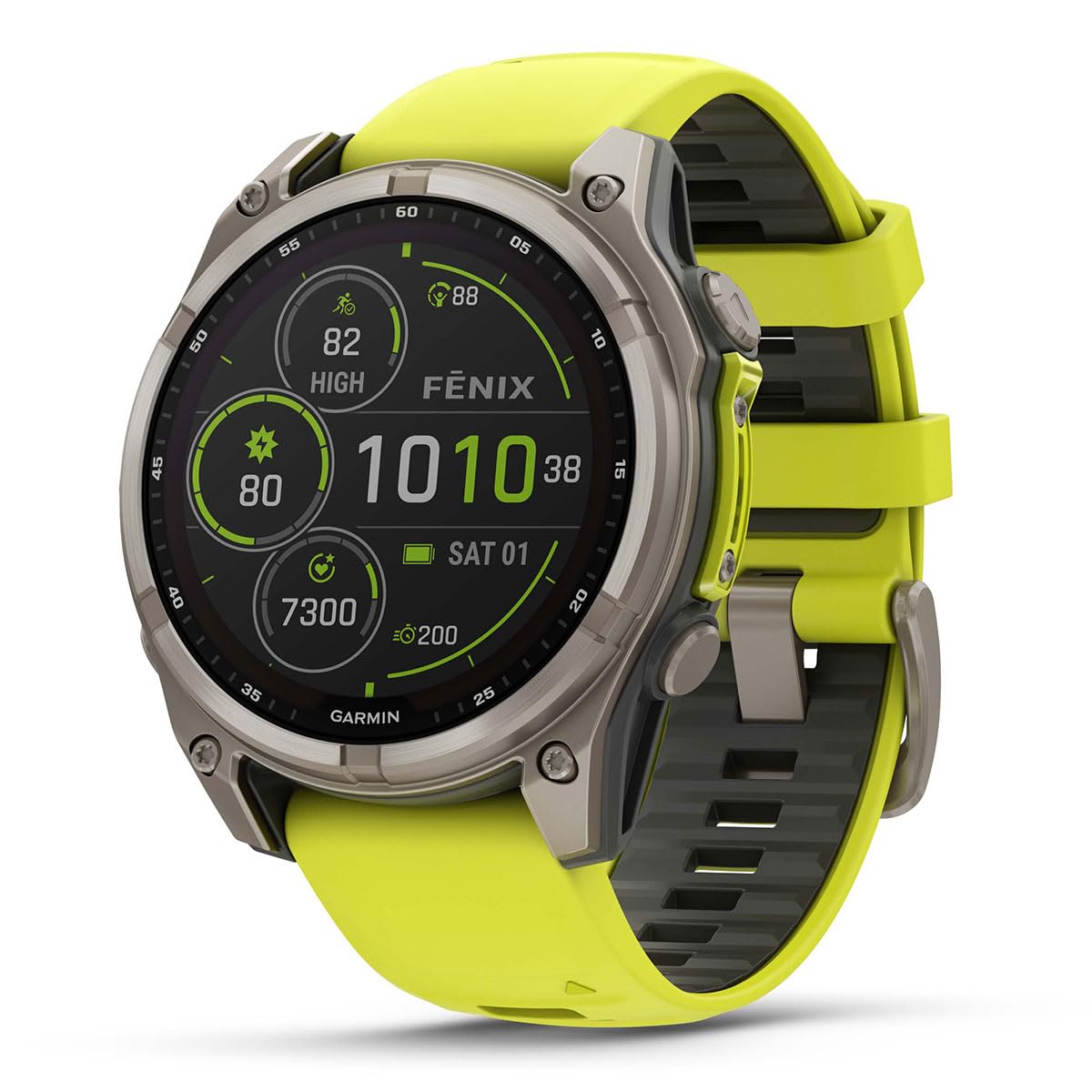 Playbetter Garmin Fenix 8 Solar Sapphire (47Mm, Titanium/Amp Yellow) Multisport Gps Smartwatch Bundle - 1.4    Touchscreen, Buil