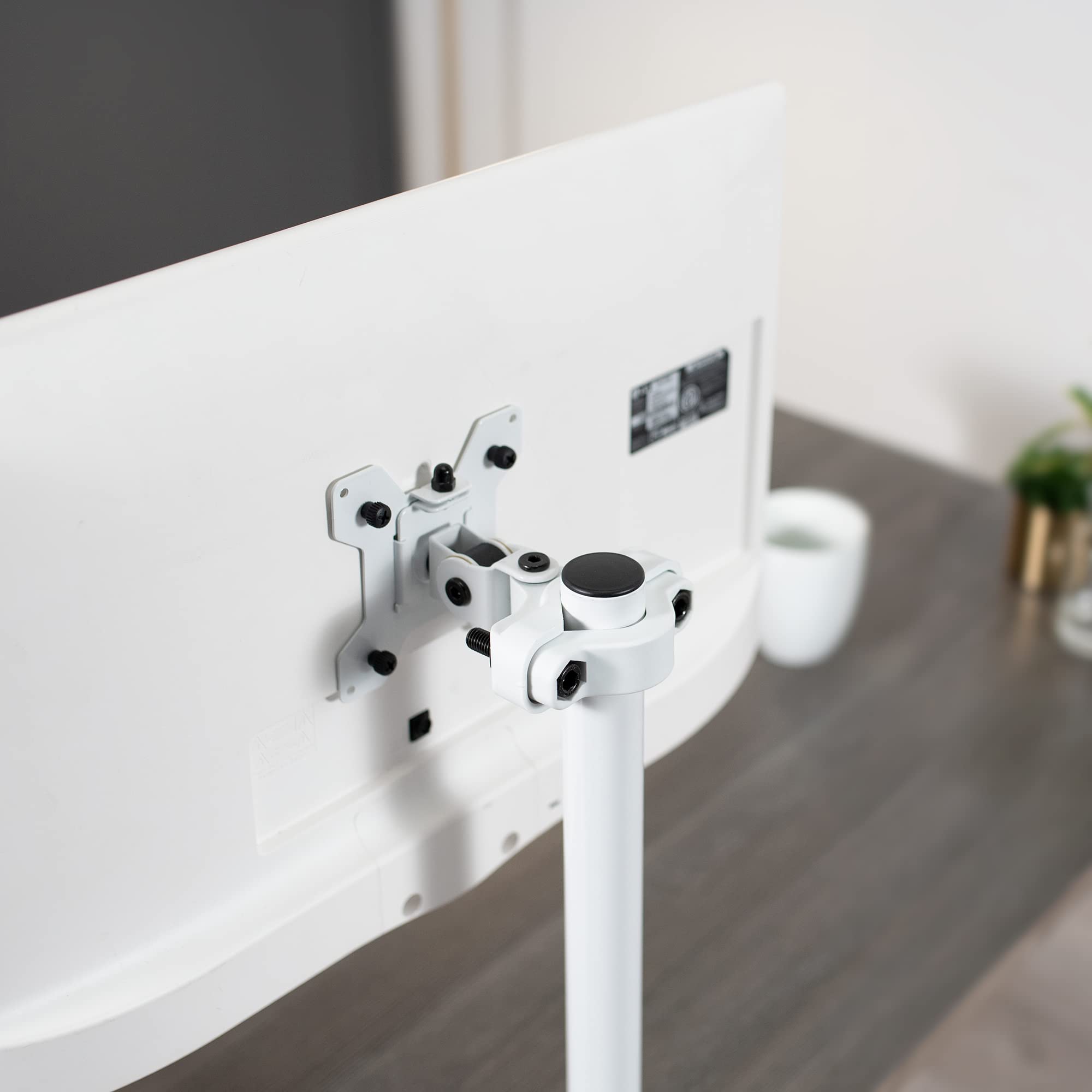 VIVO Steel Universal Bracket Pole Mount with Removable 75mm and 100mm VESA Plate, Fits up to 30 inch Screens, White, MOUNT POLE01W