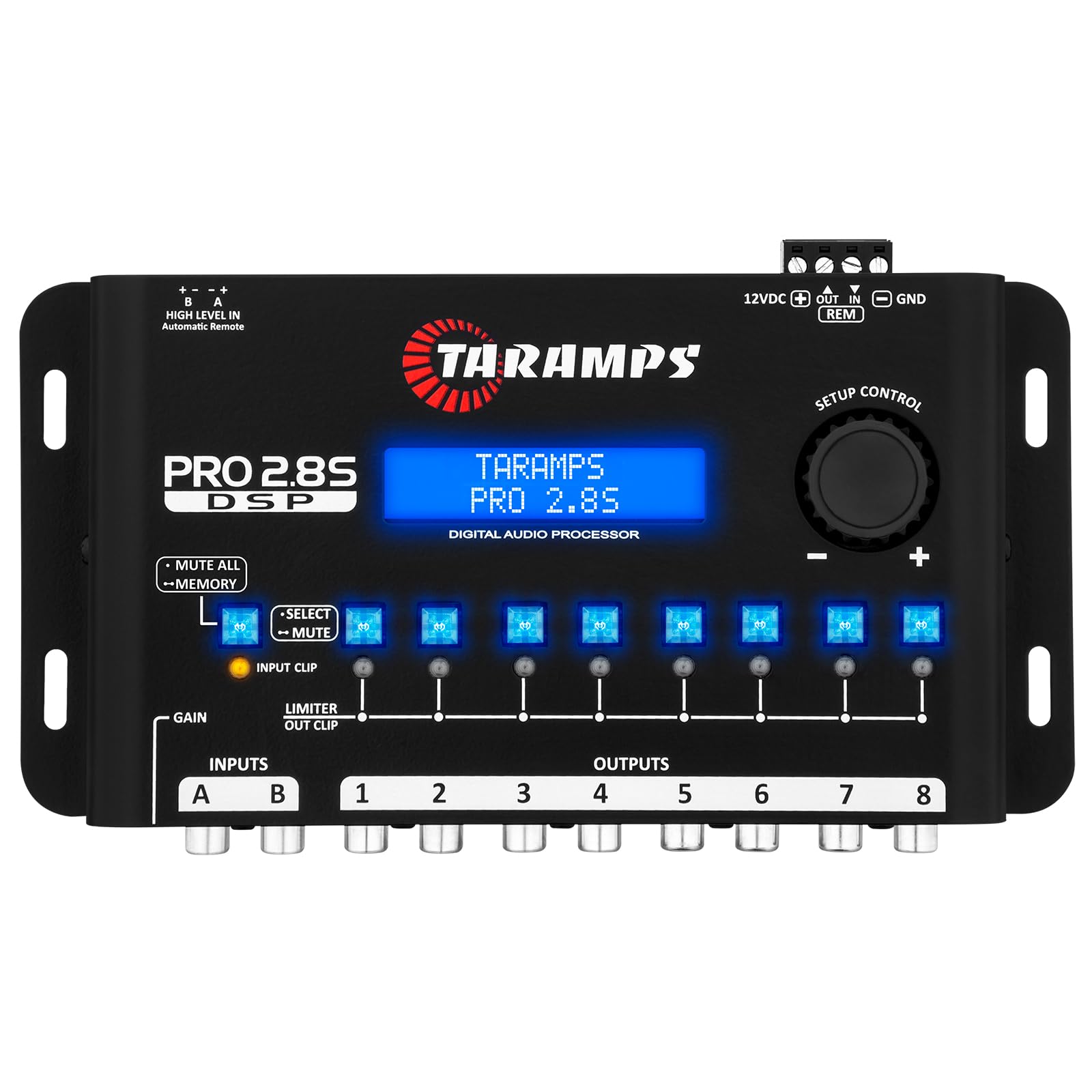 Taramps Pro 2.8S Black DSP Crossover Full Digital Signal Audio Processor and Equalizer with sequencer 15-Band Graphic Equalizati