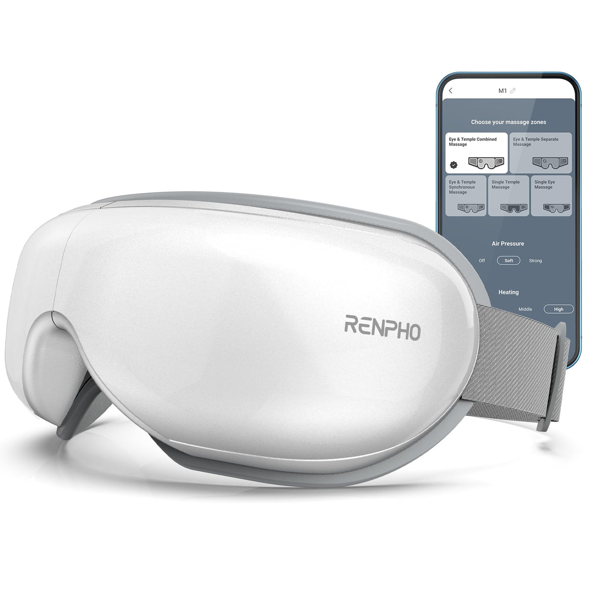 Renpho Christmas Gift Fsa/Hsa Eligible Eye Massager With App Control, Face Massager For Migraine Relief, Sleep Eye Mask Massage