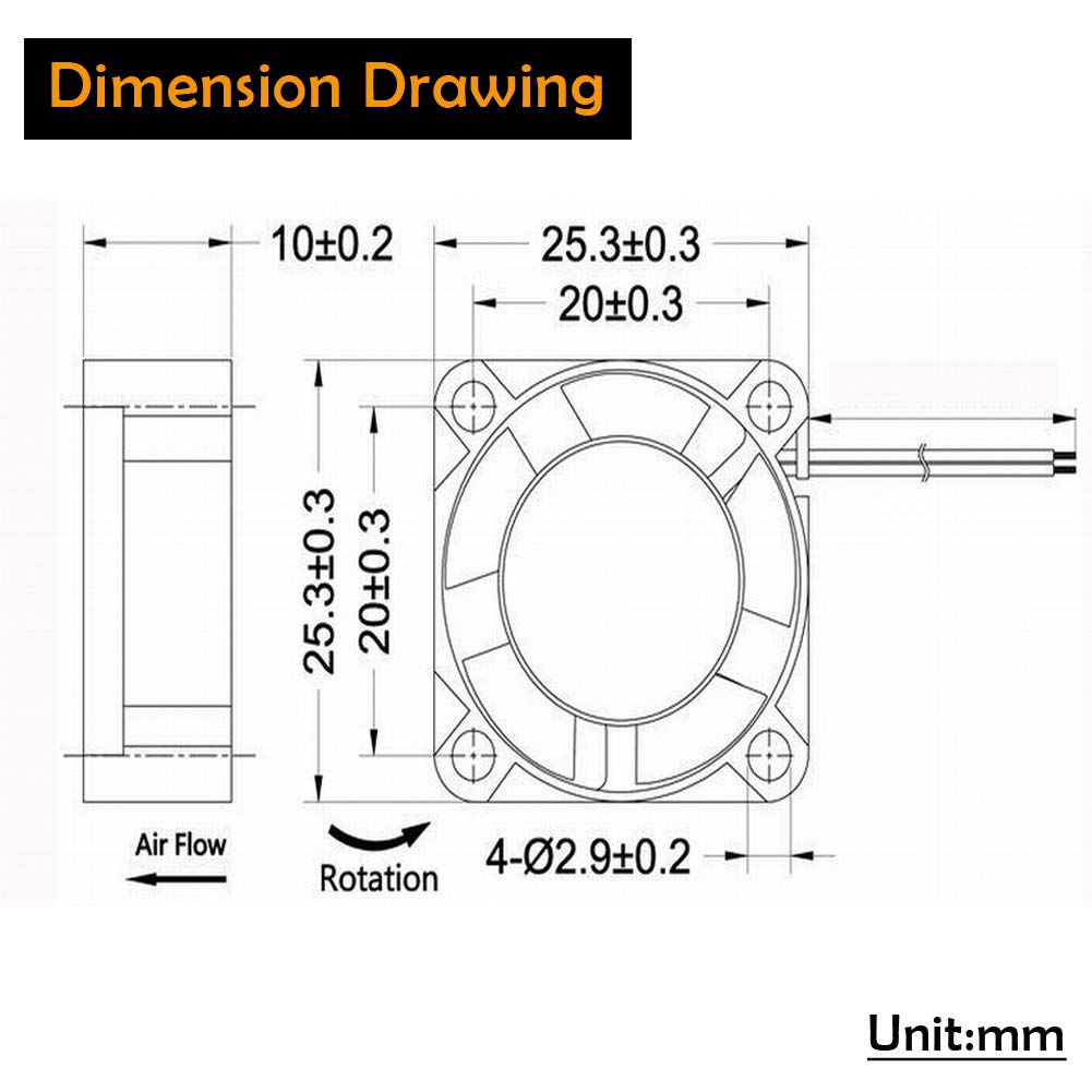 Gdstime 25Mm X 25Mm X 10Mm 2.5Cm Small 12V Brushless Dc Mini Cooling Fan
