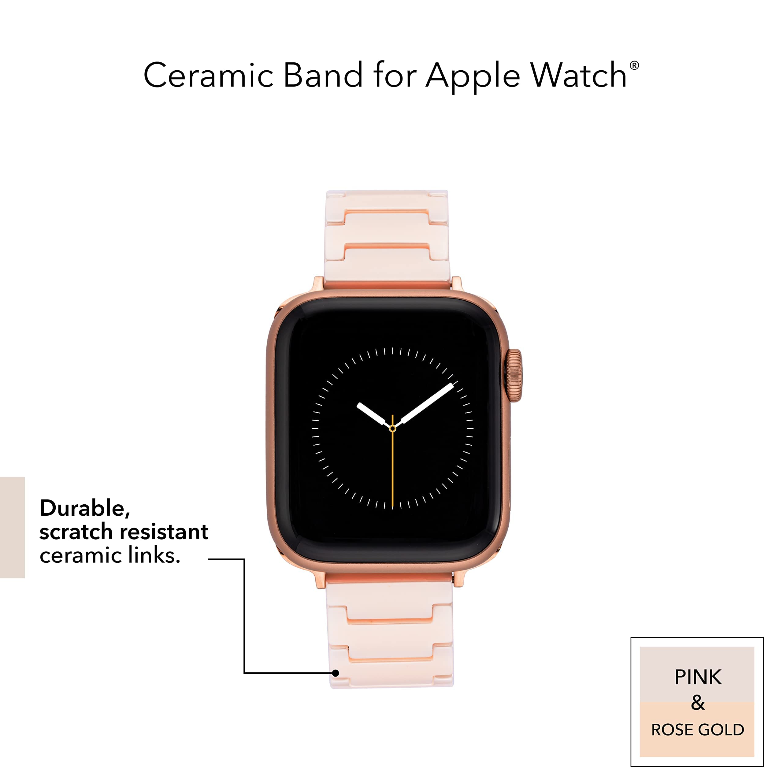 Withit Anne Klein Ceramic Link Fashion Bracelet For Apple Watch Secure, Adjustable, Apple Watch Replacement Band, Fits Most Wris