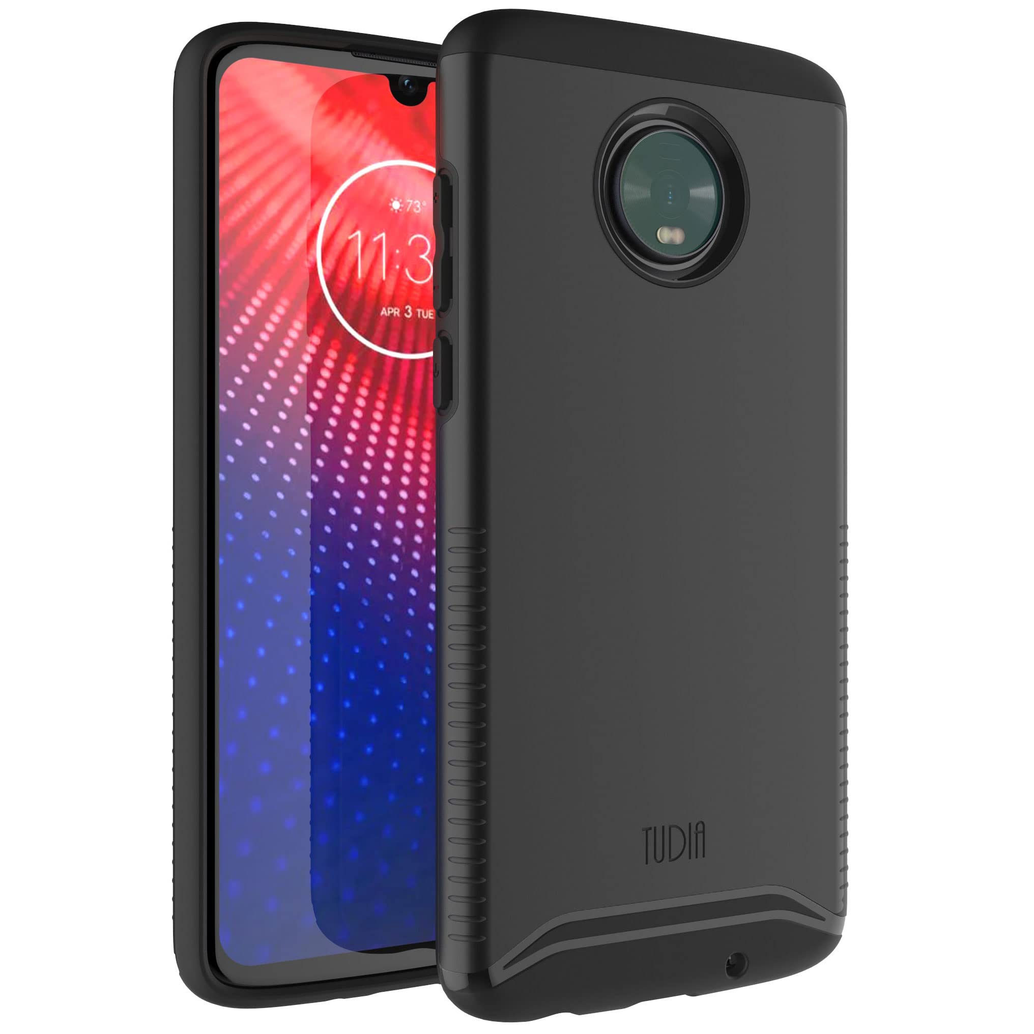 Tudia Case For Moto Z4 / Z4 Play  Dual Layer, Shockabsorbent, Matte Black