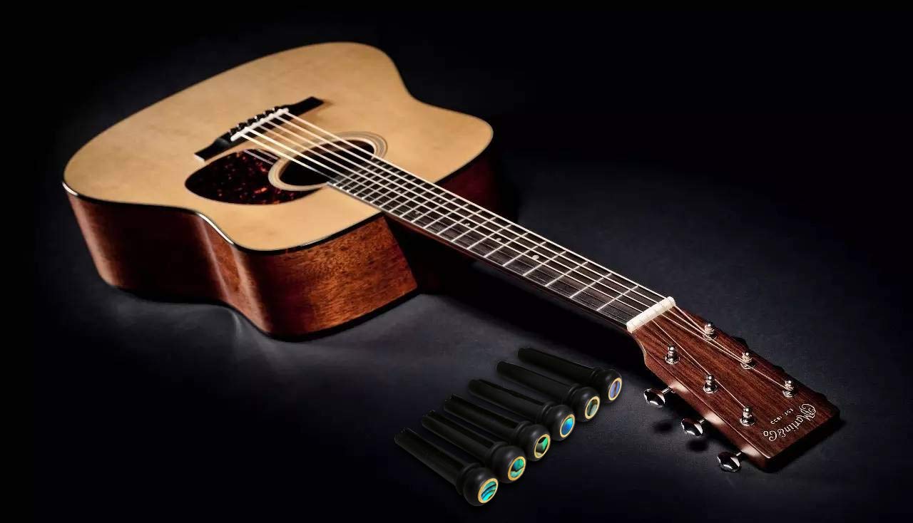 Ebony Guitar Bridge Pins Endpin Inlaid Abalone Dot Acoustic Guitar Replacement Parts Accessories