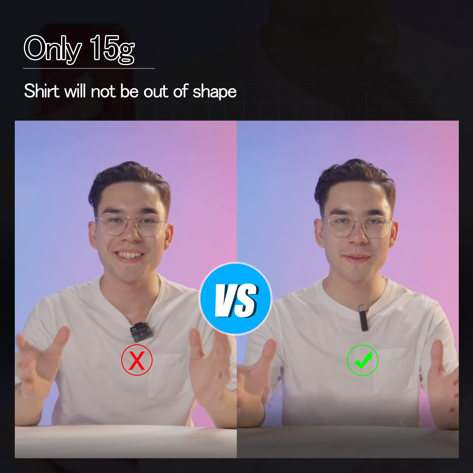 Sabinetek Smartmike+With Unidirectional Mic Bundle Wireless Bluetooth Microphone, Lapel Mic, Wireless Clip On Lavalier Microphon