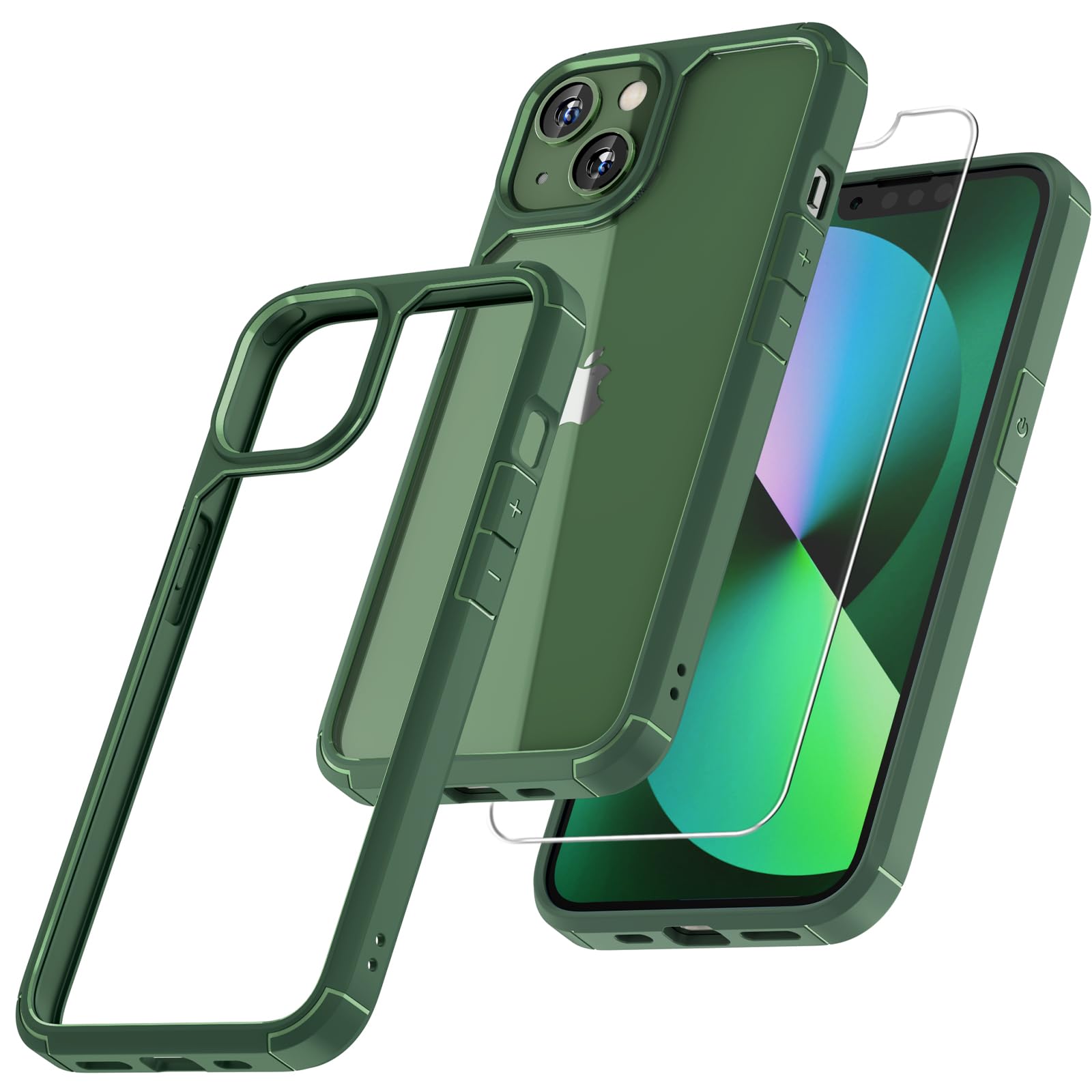 Tauri 5 In 1 For Iphone 13 Case Tg, [Military Grade Drop Protection] Slim Shockproof Phone Lanyard Case 6.1 Inch