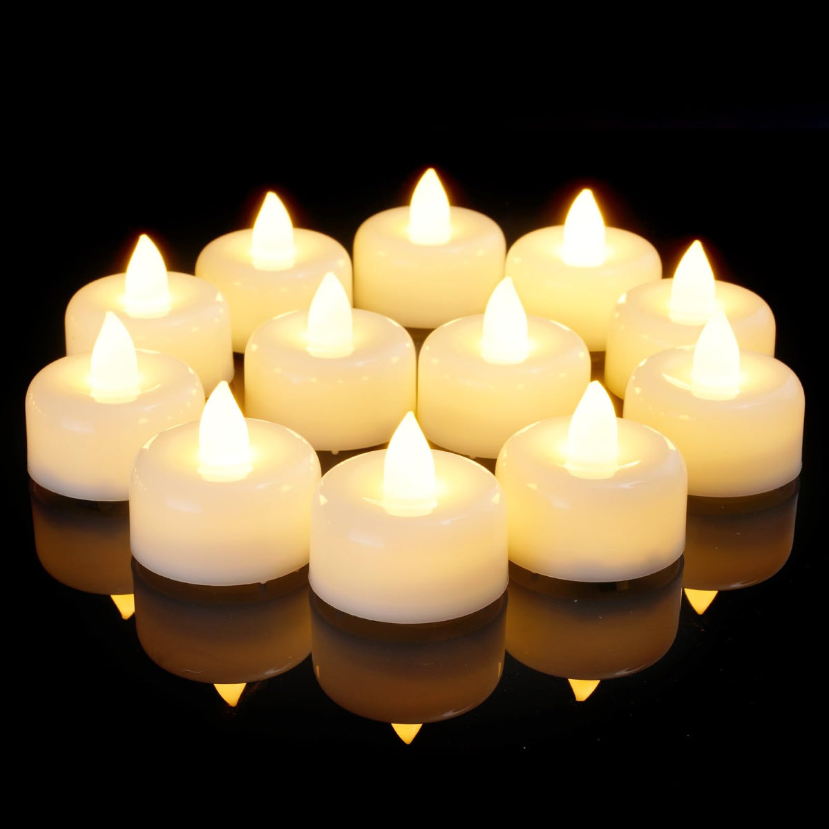 Amagic 12/24/50/100/150Pack Flameless Led Tea Lights Candles Battery Operated, Electric Fake Tealight Candles For Votive, Hallow