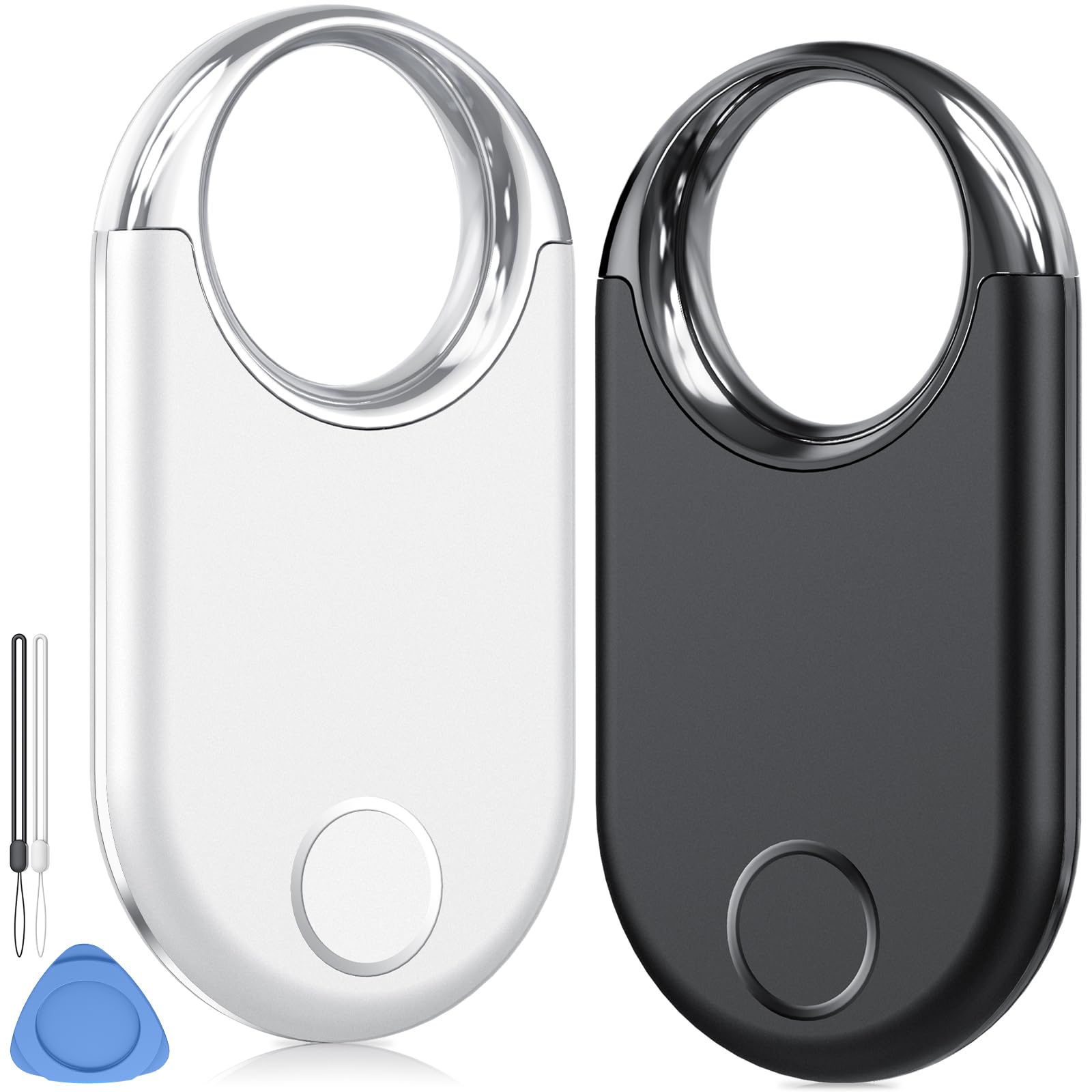 Hendari Air Tracker Tags 2 Pack, White and Black - Bluetooth 5.3 Tracker and Item Finder Work with Apple Find My (iOS/iPadOS/Mac