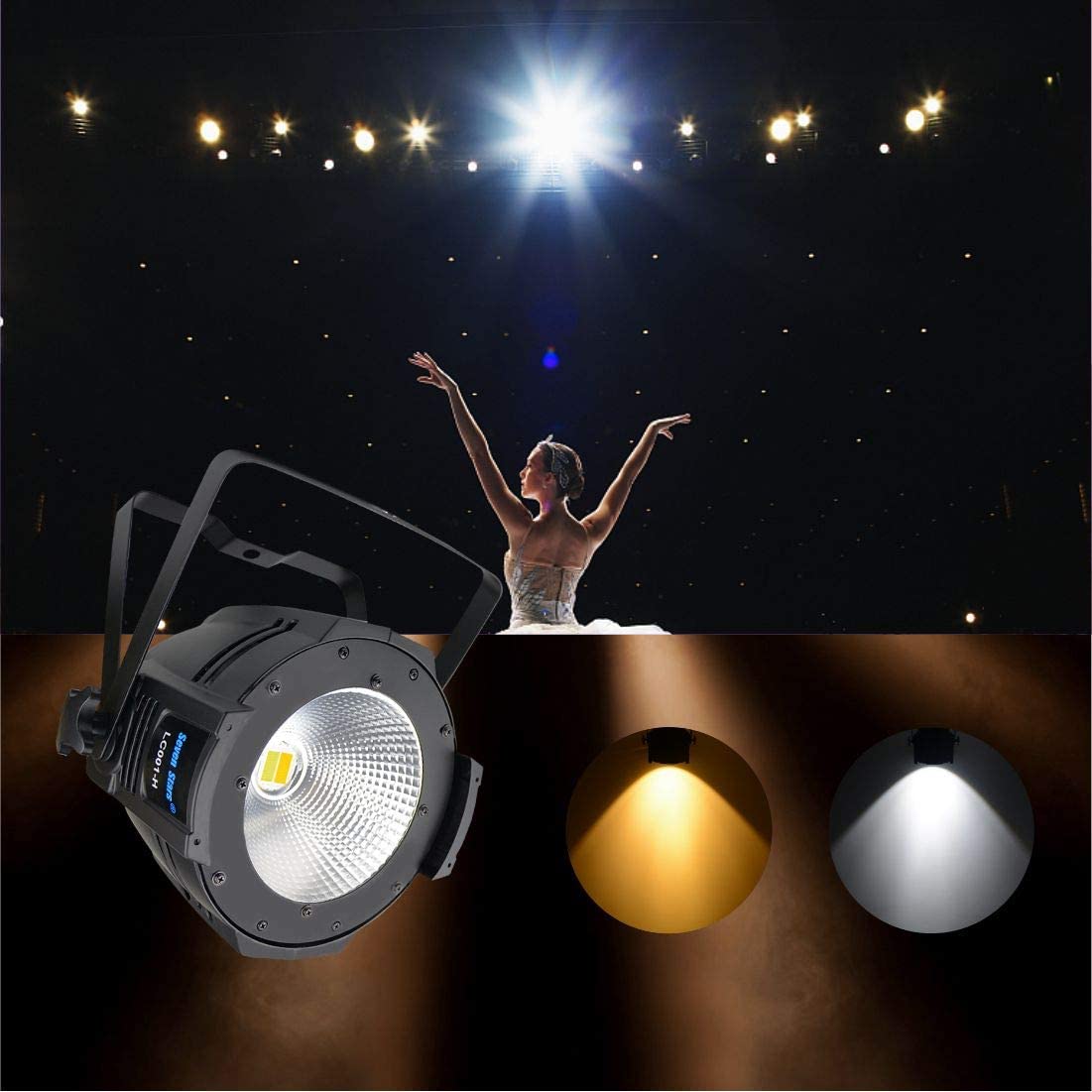 Sevenstars Dj Lights Cob Warm And Cold White Par Lighting, 100W Dmx Par Light Sound Activated, Professional Stage Lights For Wed