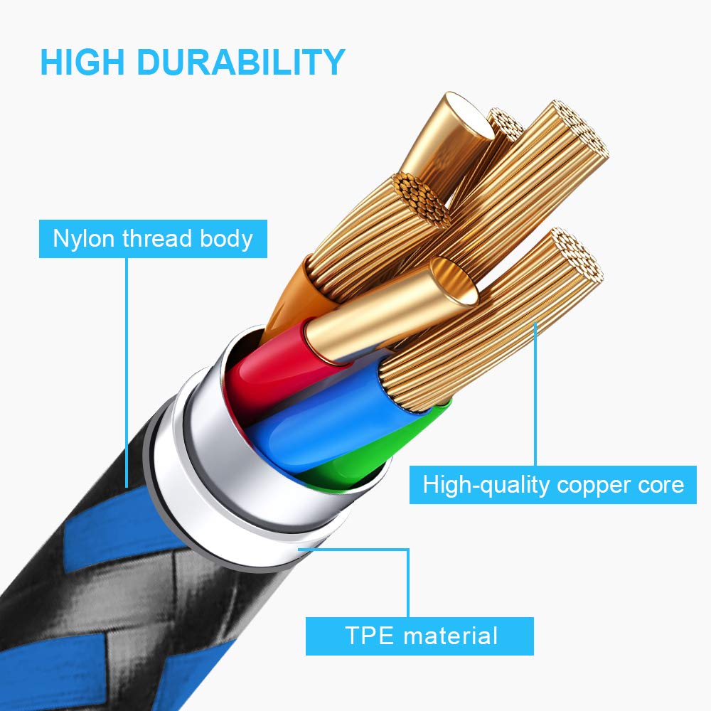 Cugunu Usb C To Lightning Cable 5 Pack 3/3/6/6/10Ft Iphone Charger Apple Mfi Certified Power Delivery Fast Charging Cord Compatible With Iphone 14/13/12/11/Xs/Xr/X/8   Black Blue