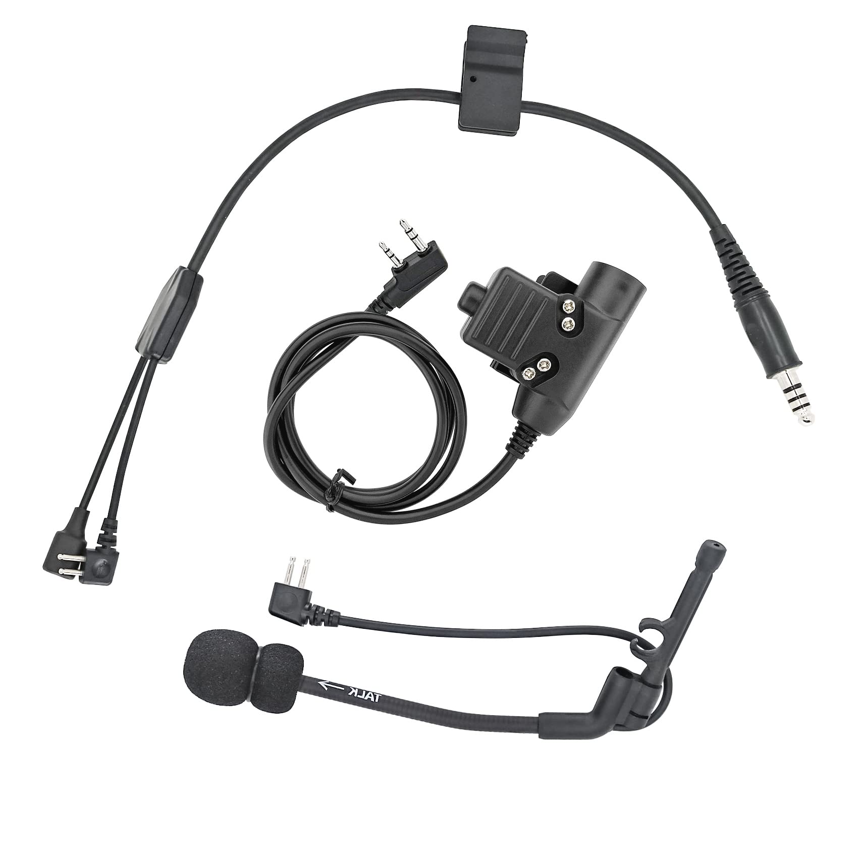 Combatgear Y Cable Connector Boom Microphone K U94 Ptt Compatible With Comta Headsets Short