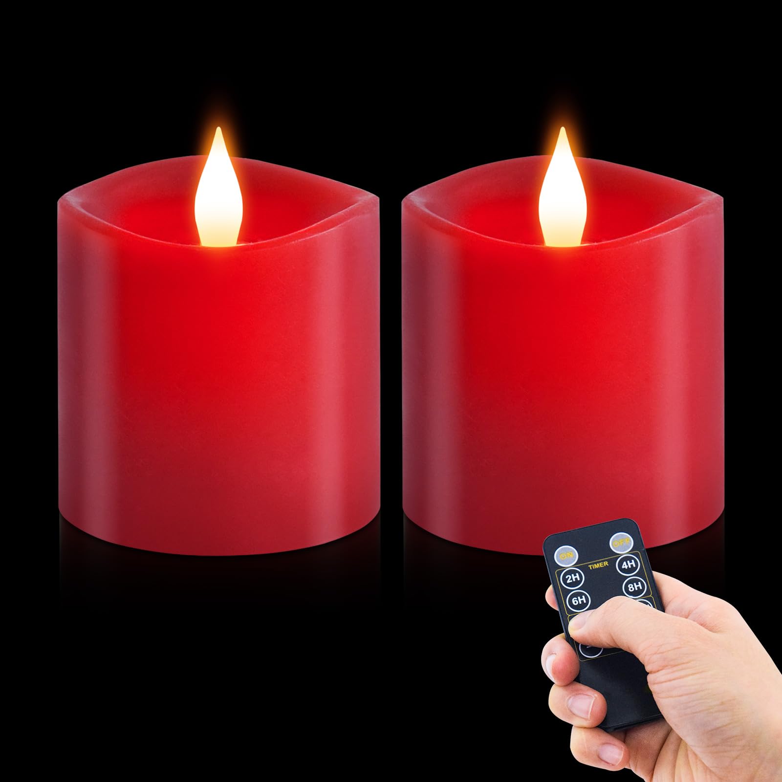 Milysoek 3X3 Flickering Flameless Candles Set Of 2, Led Candles Battery Candles, 3 Inch Flameless Candles With Remote Control,Ba