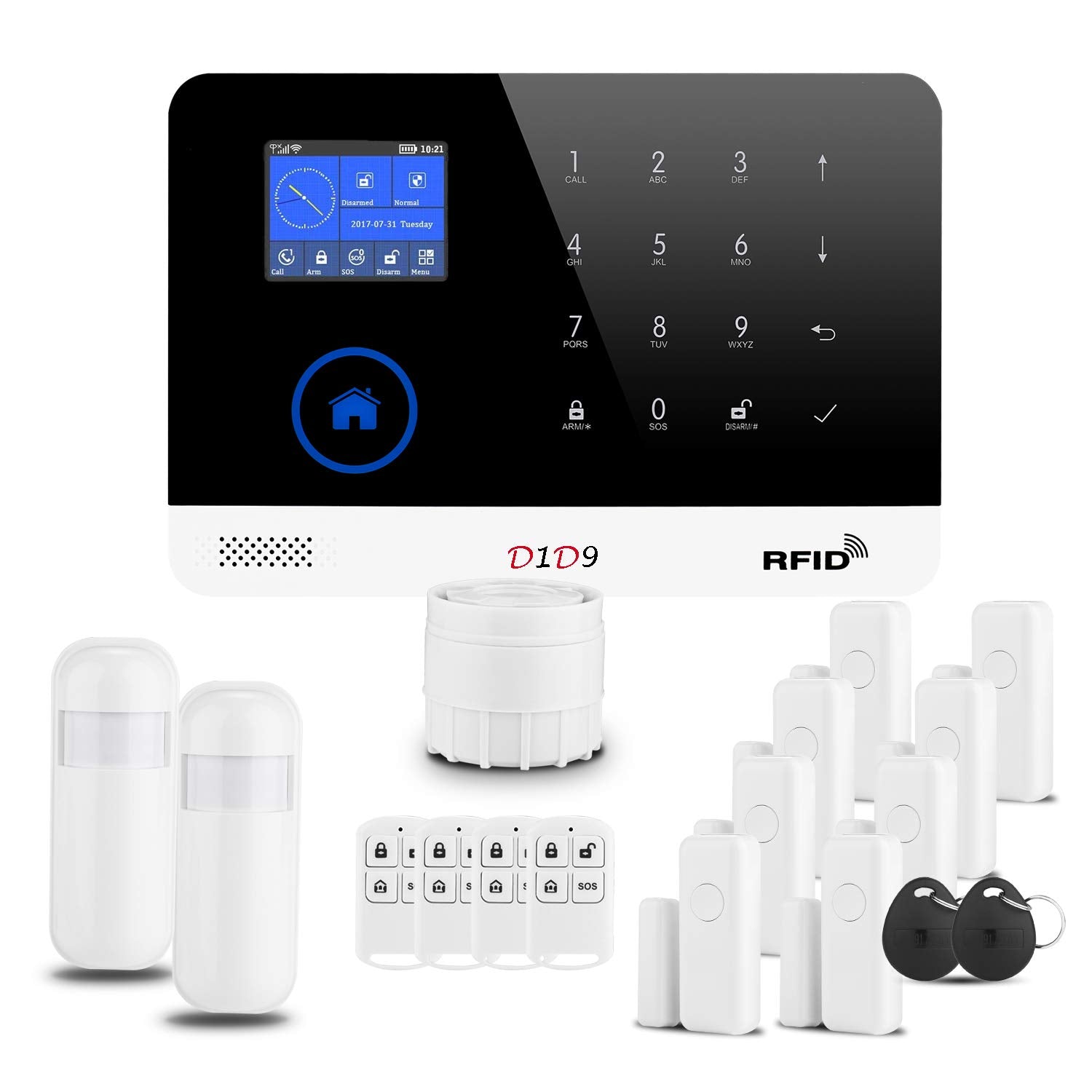 Burglar Alarm System 18 Pcs Kit Wifi App Rfid Diy Wireless Gsm For Home Security