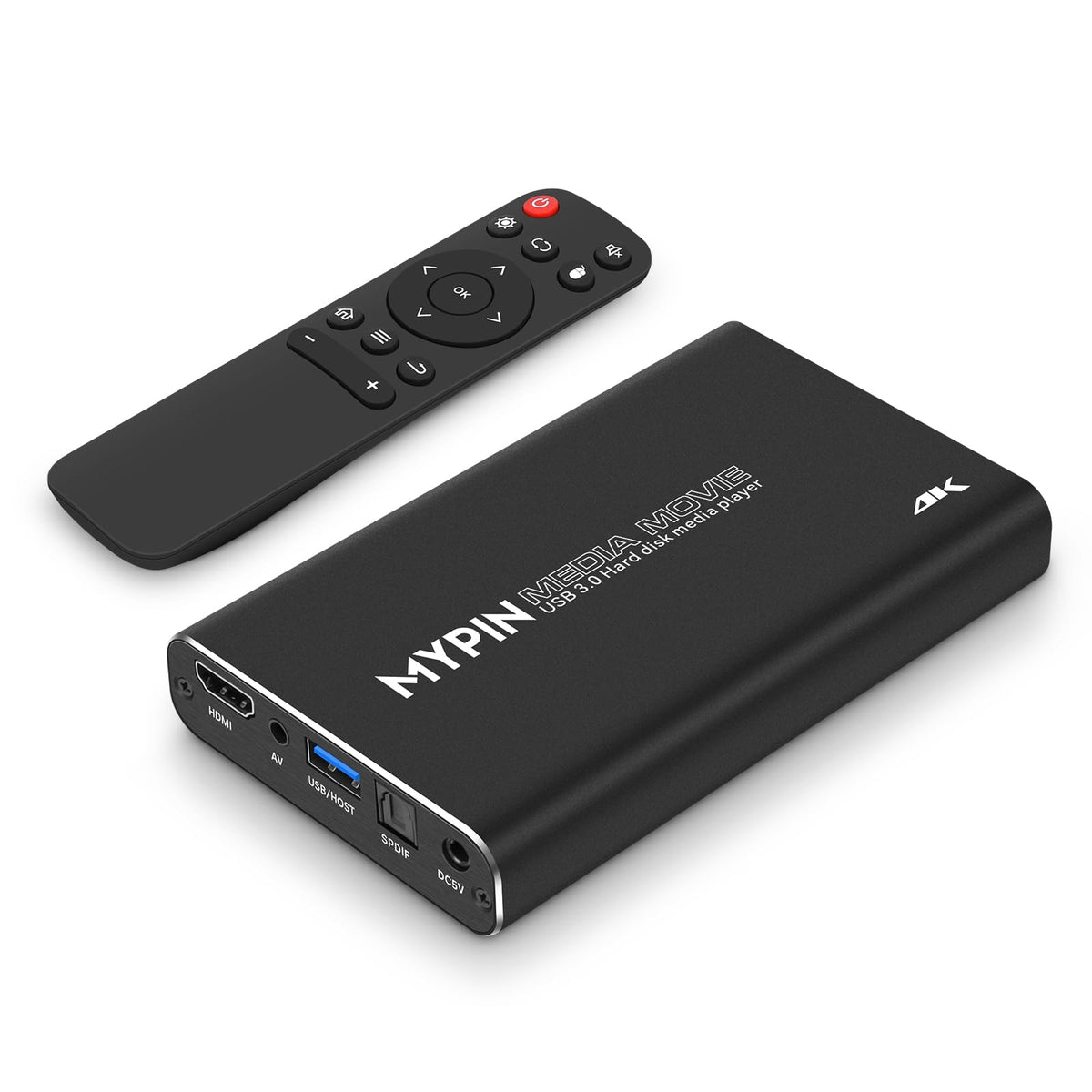 4K@30Hz Usb3.0 Hdmi Media Player Support 2.5'' Sata Hdd With Hdmi/Av/Optical Output, Portable H.265 Mp4 Player For Videos/Music/