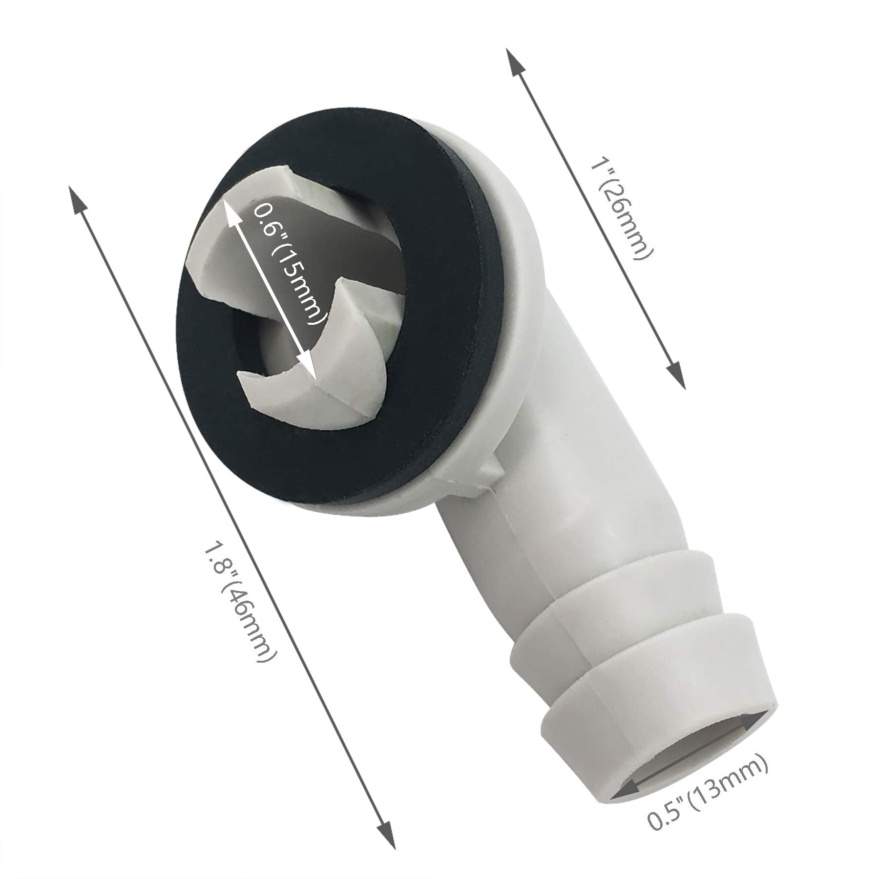 Air Jade 3/5 Inch(15Mm) Air Conditioner Drain Hose Connector Elbow Fitting With Rubber Ring, Universal Fit Mini Split Ac Unit An