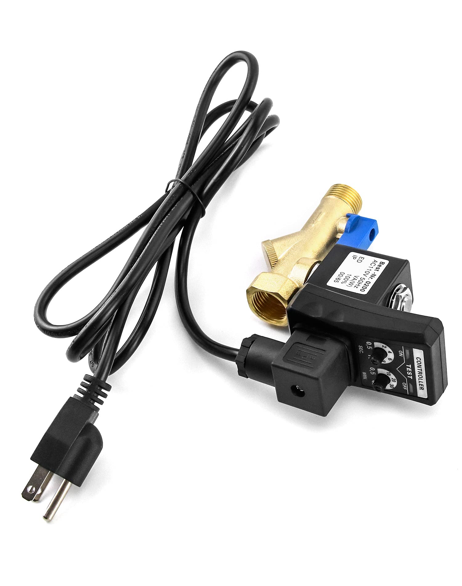 Qwork Automatic Gas Tank Valve With Us Plug   Suitable For Gas Tanks, Drip Legs, And Compressed Air System Components   Ac 110V