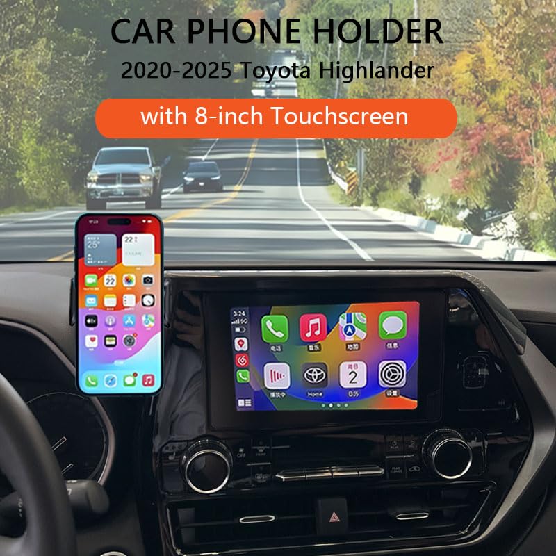 Juborre Car Phone Holder For 2020-2025 Toyota Highlander Accessories,Phone Mount For Highlander With 8-Inch Screen,Hands-Free 36