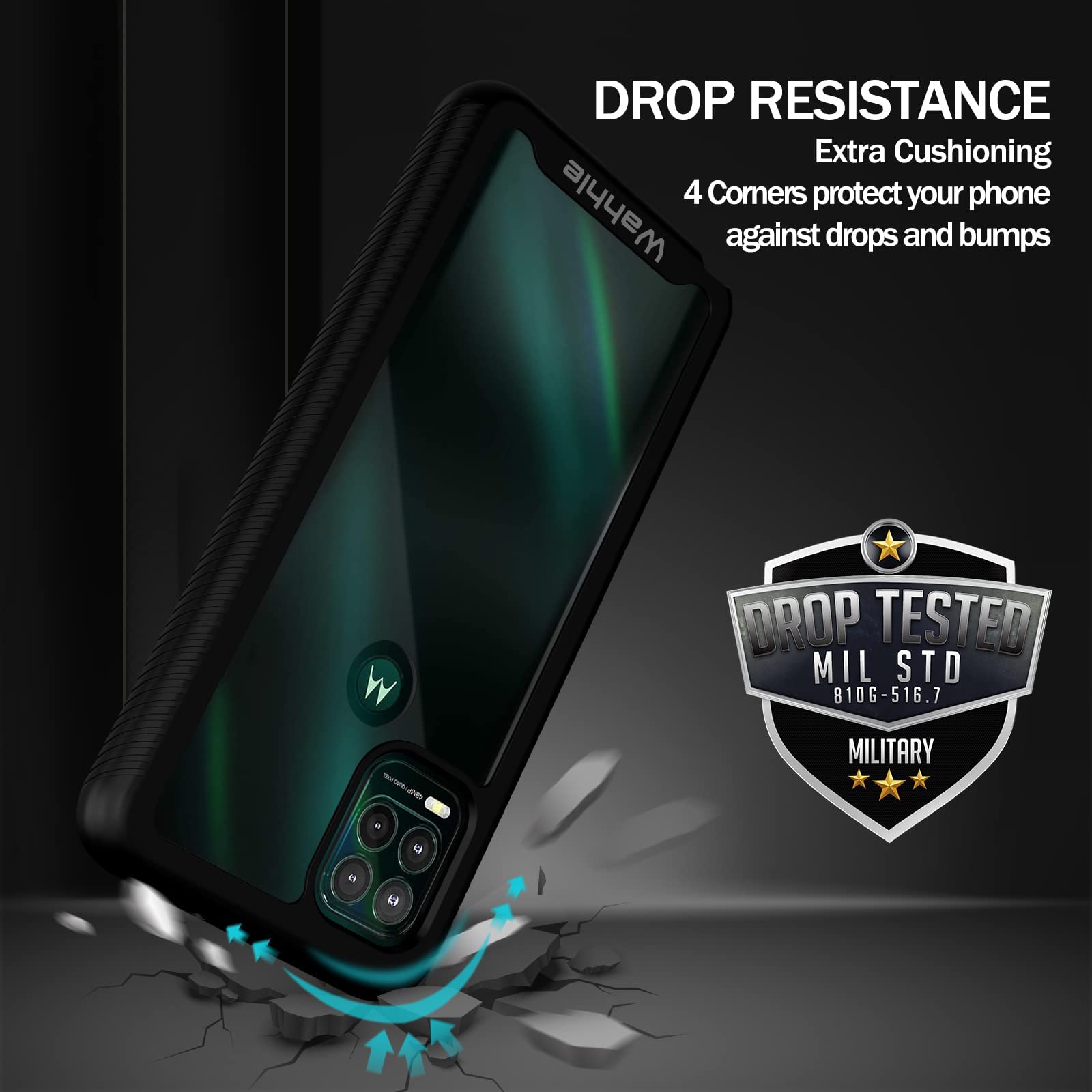 Wahhle Compatible With Moto G Stylus 5G Case, Built In Screen Protector Full Body Shockproof Slim Fit Bumper Protective Phone Co